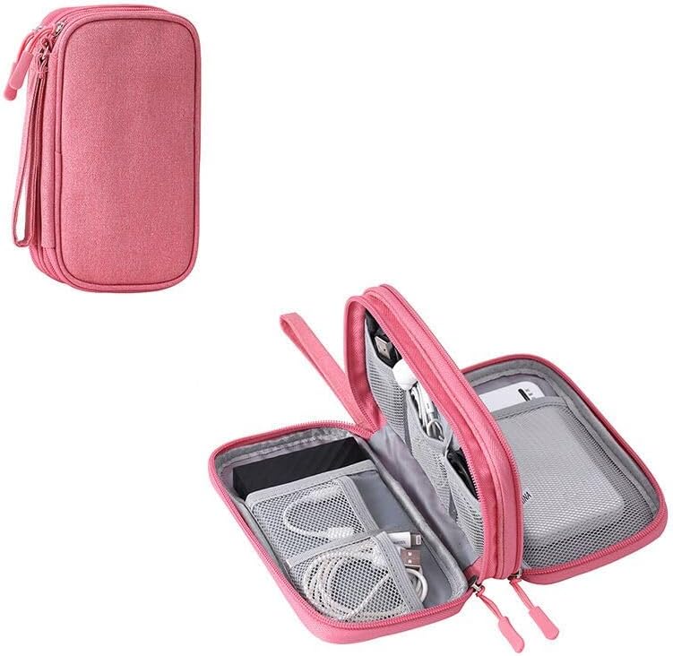 HORNO Travel Cord Organizer,Electronics Accessories Organizer Pouch Bag for Charger,USB Cable,Business Travel Gadget Bag (Pink)