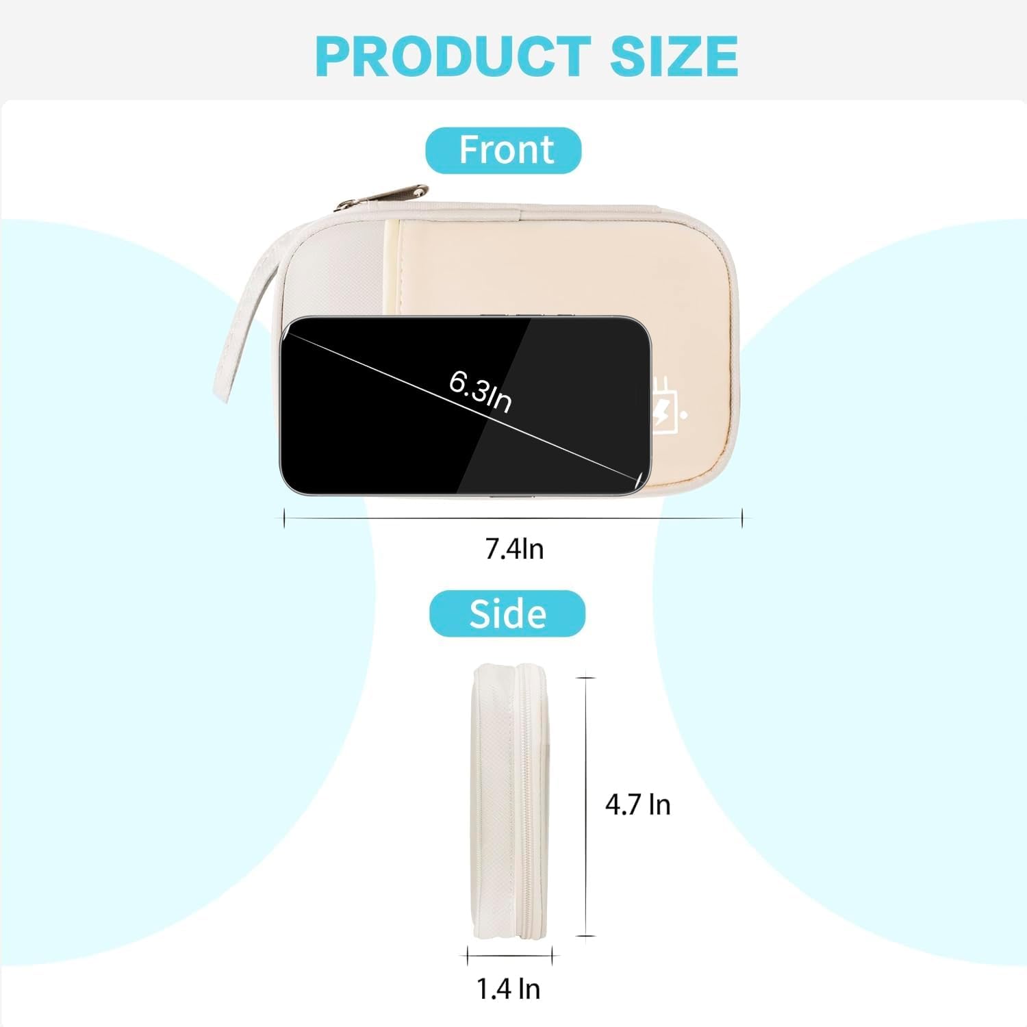 Electronics Travel Organizer,Portable Waterproof Electronic Travel Storage Bag for Small Charging Cord Storage,Charger,Small Electronics,SD Card etc,for Travel,Business -Beige - Image 3
