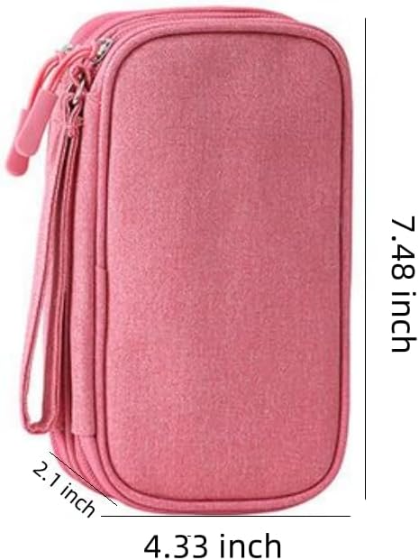 HORNO Travel Cord Organizer,Electronics Accessories Organizer Pouch Bag for Charger,USB Cable,Business Travel Gadget Bag (Pink) - Image 2