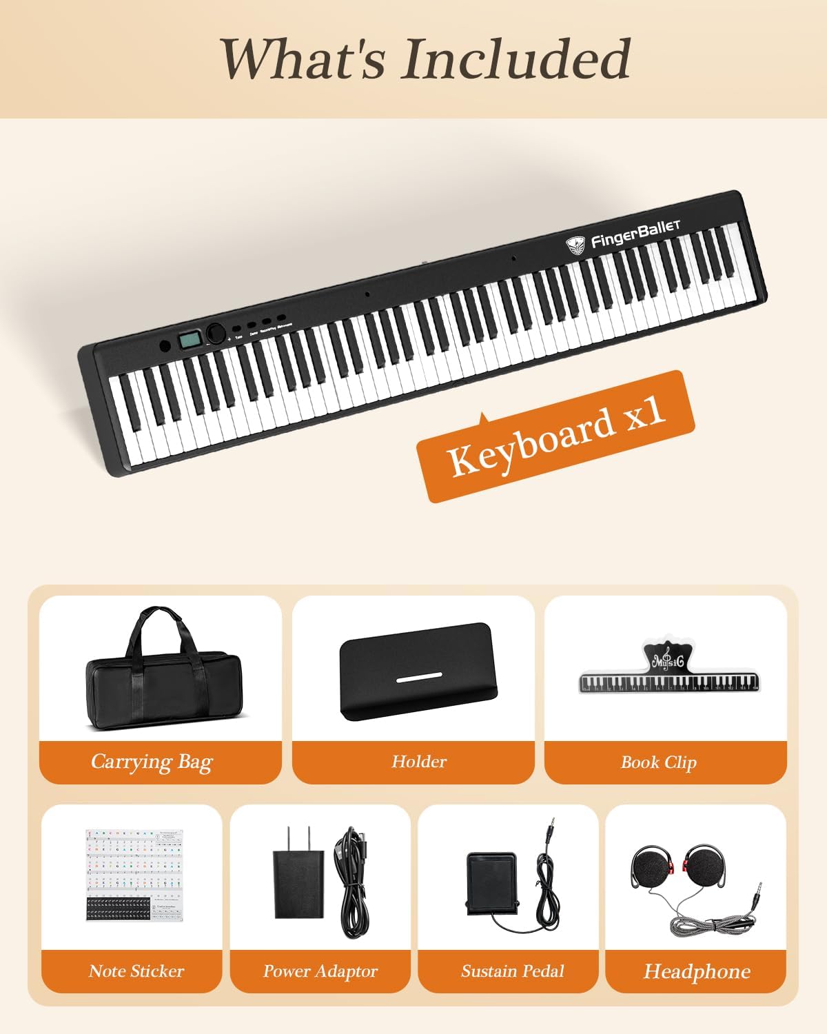 Portable Piano Keyboard, Semi-Weighted Folding Digital Piano 88 Key, Full Size, Wood Grain, Electric Piano Keyboard w/MIDI Bluetooth, Suitable for Adult, Toddler, Kids - Image 6