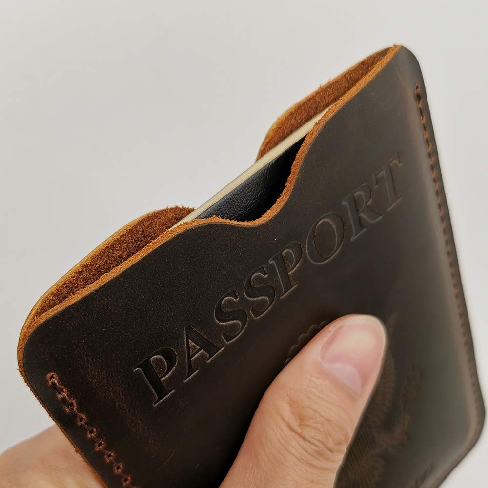 Leather Passport Cover - Passport Holder Case for Men & Women - Brown - Image 4