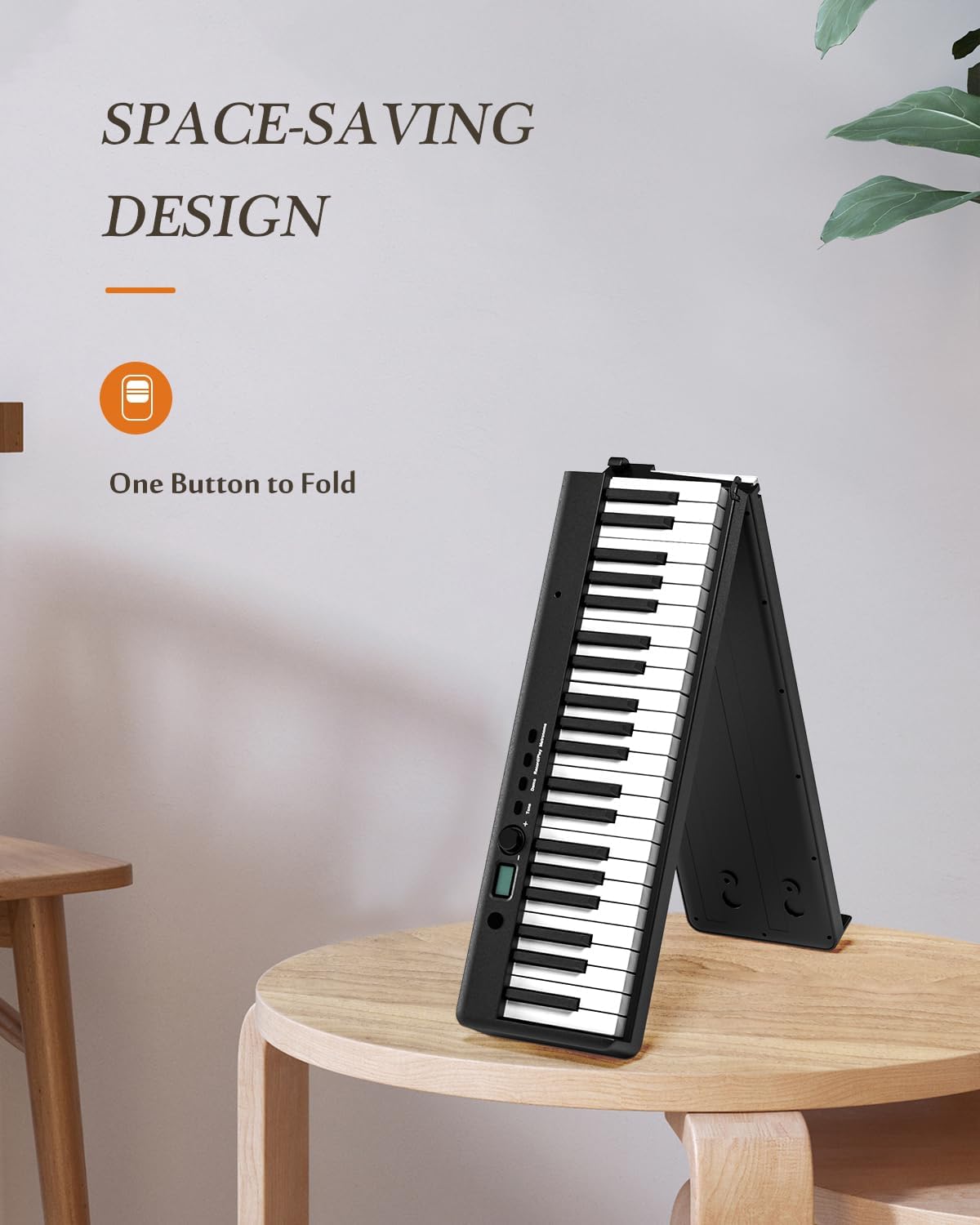 Portable Piano Keyboard, Semi-Weighted Folding Digital Piano 88 Key, Full Size, Wood Grain, Electric Piano Keyboard w/MIDI Bluetooth, Suitable for Adult, Toddler, Kids - Image 2