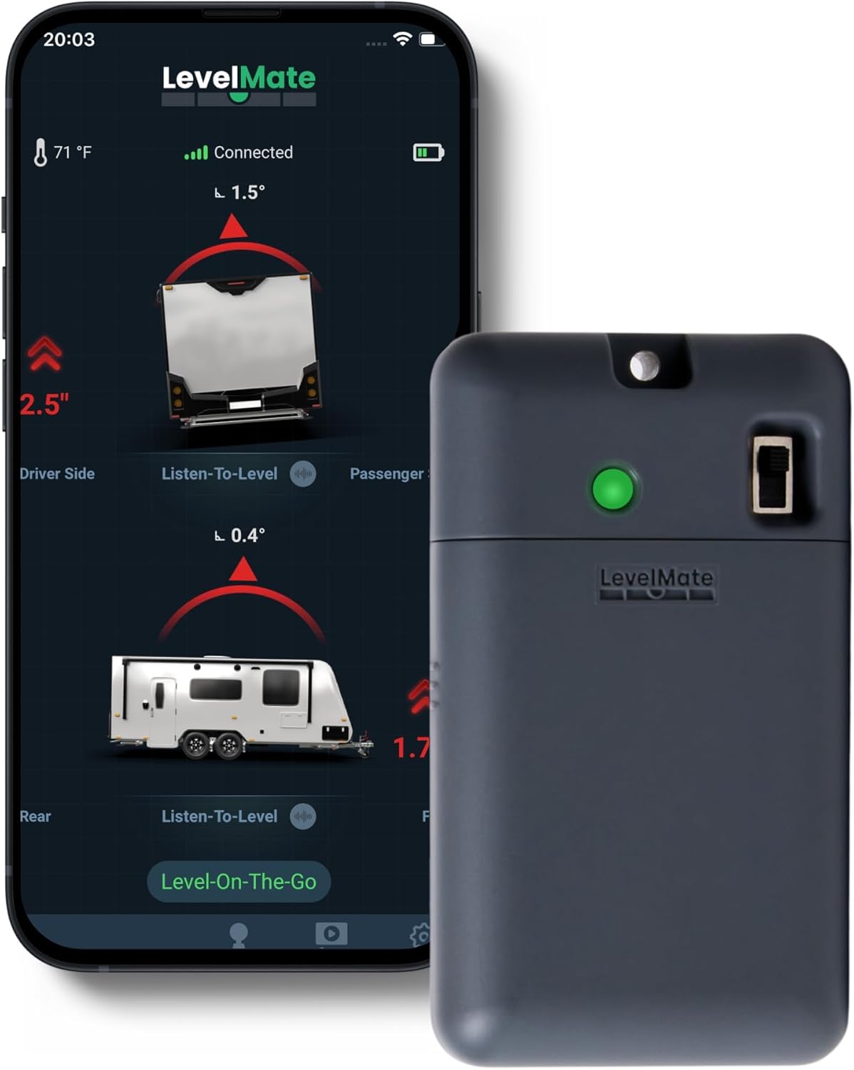 LogicBlue Technology LevelMateMAX Wireless RV Leveling System, Bluetooth Leveler for Campers, Must-Have Accessory for Travel Trailers, Effortless Setup for Phones with App