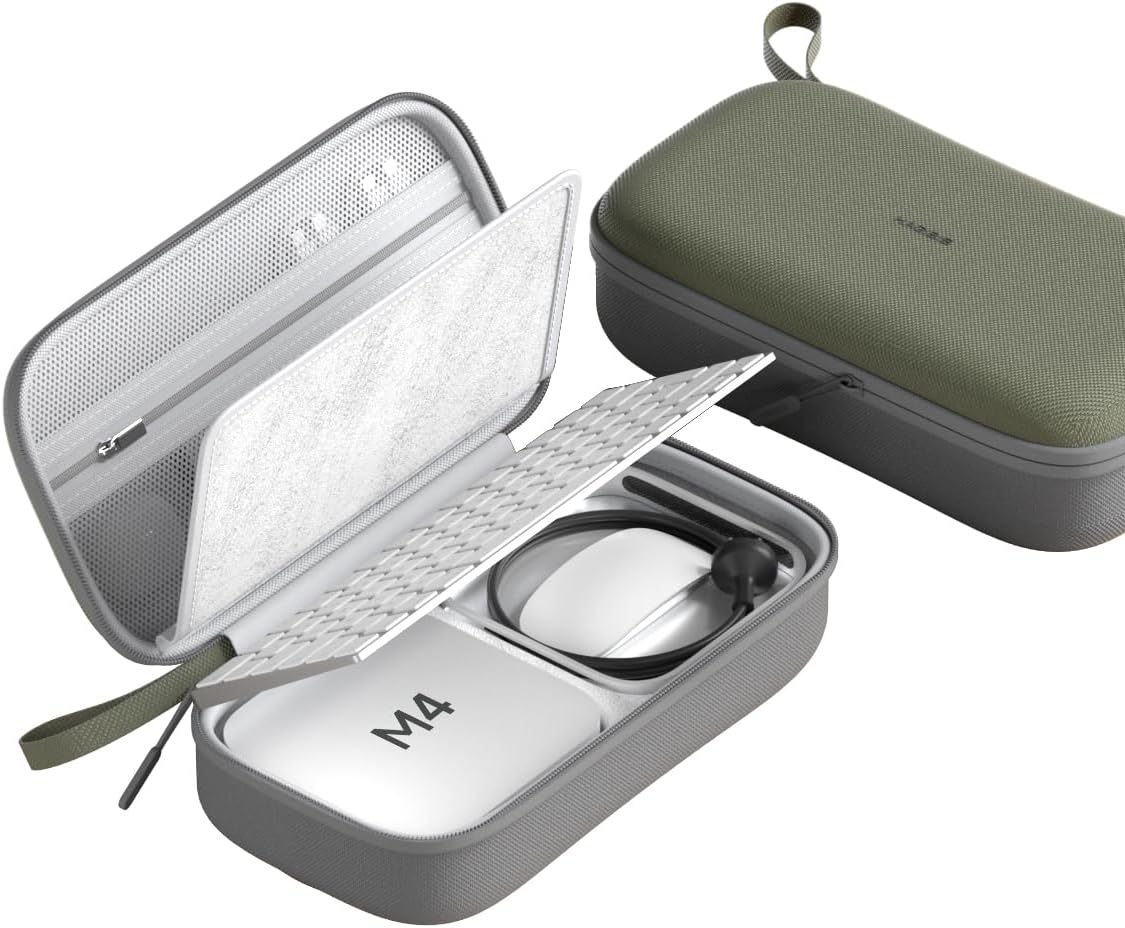 Hagibis Electronics Organizer Travel Case for Mac Mini M4/M4 Pro 2024 Portable Waterproof Carry Case for Cable, Charger, Docking Station, Power Bank, SD Card, Mouse, USB Flash Disk (Green)