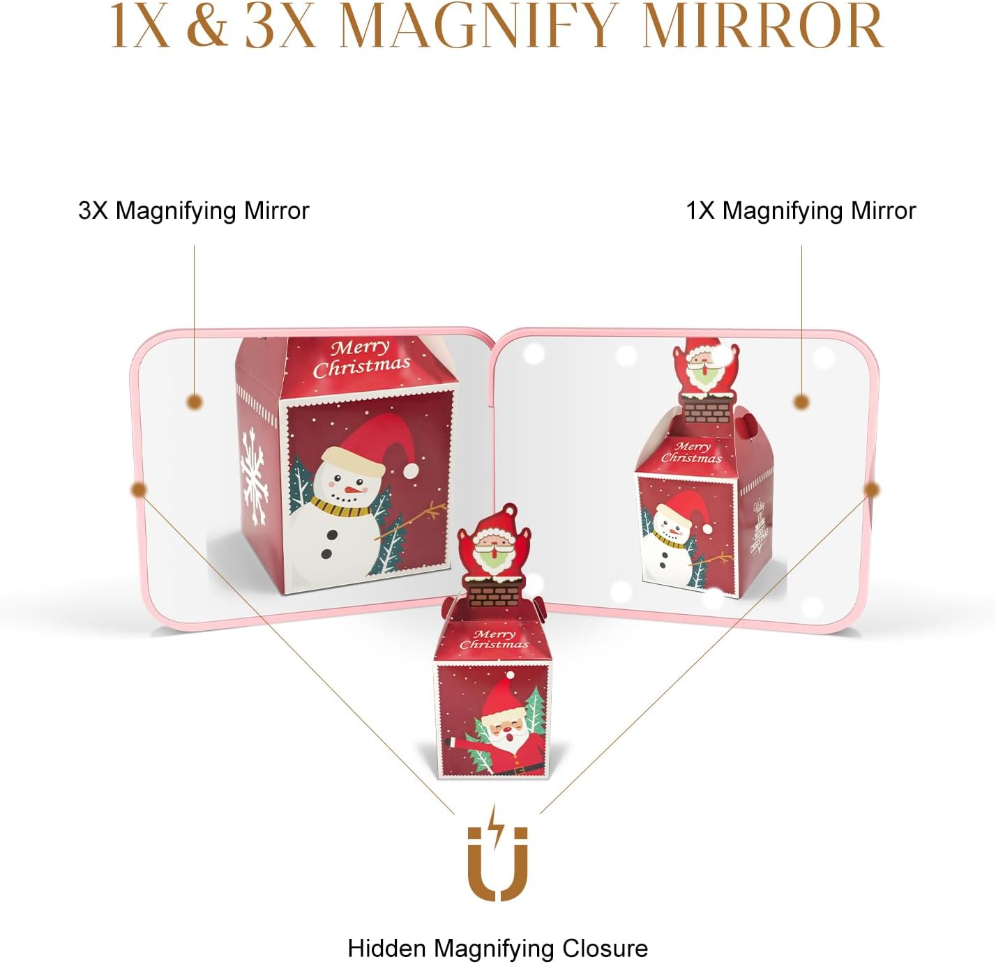 Compact Mirror, 1X/3X Magnification LED Pocket Mirror with Nternal BIattery, Mini Mirror for Purse, Pocket,Travel and Present (Pink) - Image 5