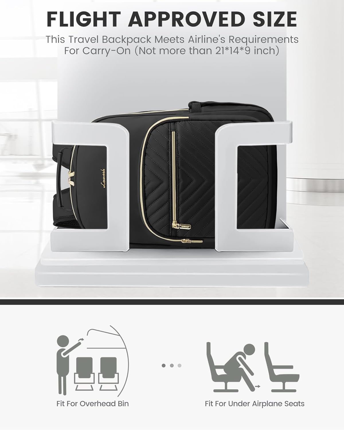 LOVEVOOK Laptop Backpack Purse for Women, Work Travel Computer Bags, College School Backpack for Student Girl, Quilted Casual Daypack with USB Port, Fit 15.6 Inch Laptop, Black - Image 8