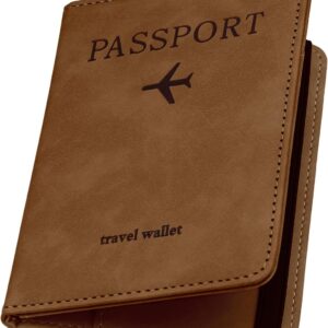 ILIYAH-Passport Cover-Passport Holder Travel Wallet-RFID-Blocking Passport Case Travel Accessories Card Holder Wallet Unisex Travel Gifts（Brown）