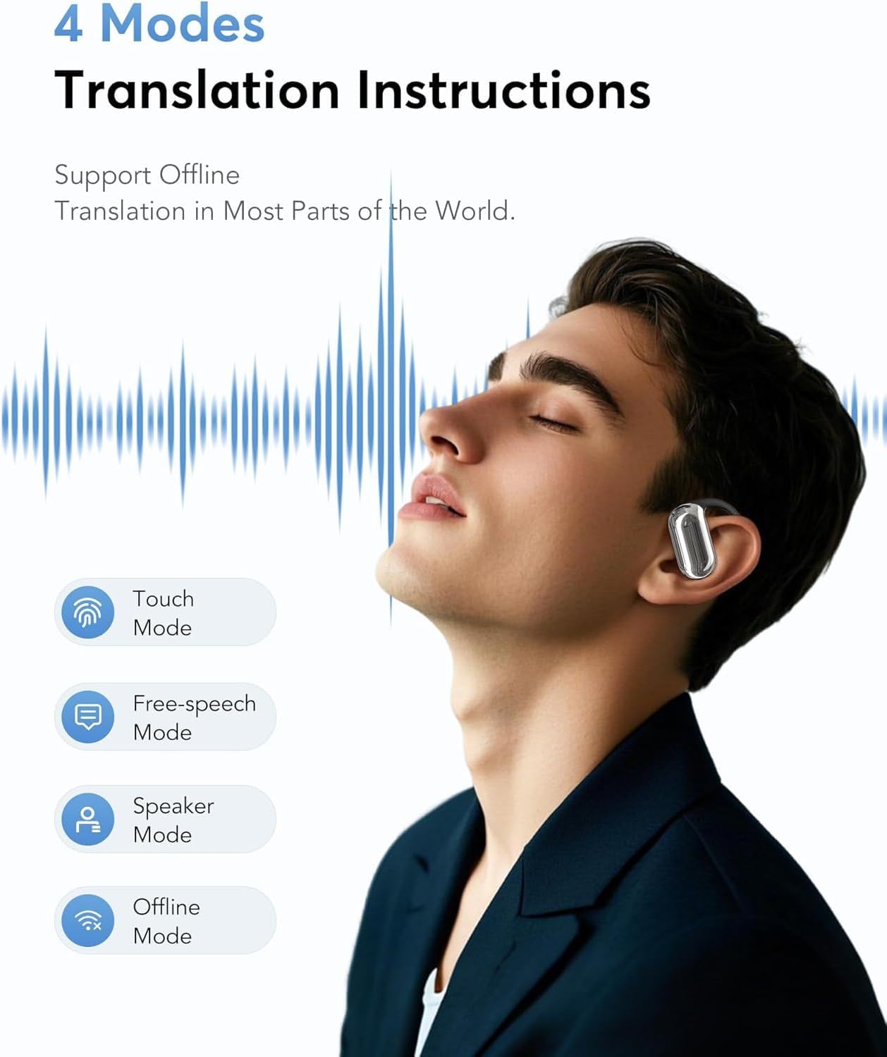 AI Language Translation Earbuds Real-Time, 144 Languages & Accents, Audifonos Traductores Inglés Español, Compatible with iOS & Android, Ideal for Travel, Business, Learning (Deep Black) - Image 6