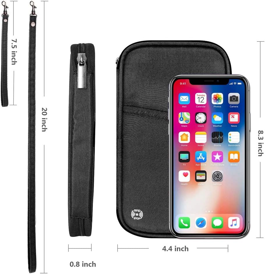 RFID Family Passport Wallet Holder Waterproof, Travel Document Organizer Credit Card Clutch Bag for Men Women - Image 6