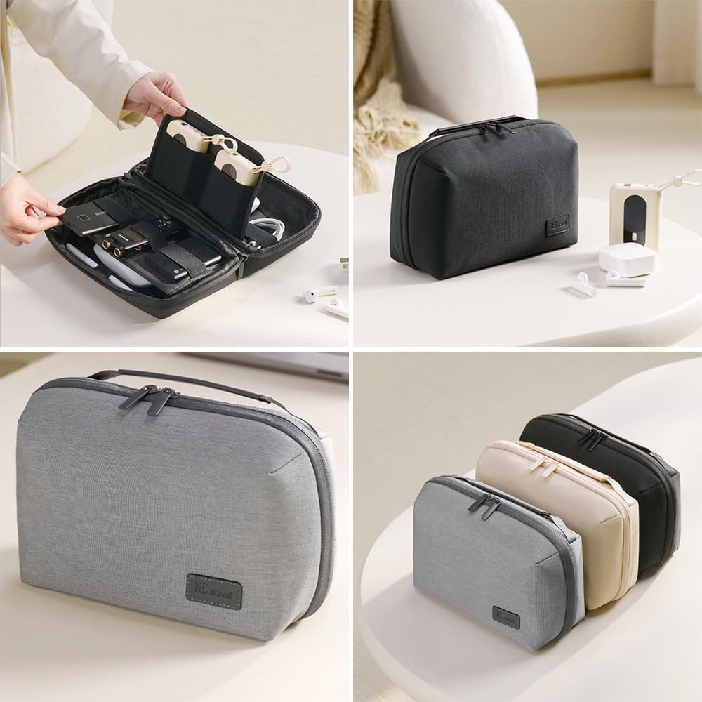 Kaxich Travel Electronics Organizer, Electronics Accessories Bag Portable Cable Organizer Case Waterproof Universal for Adapters Memory Cards, USB Cables (Beige) - Image 7