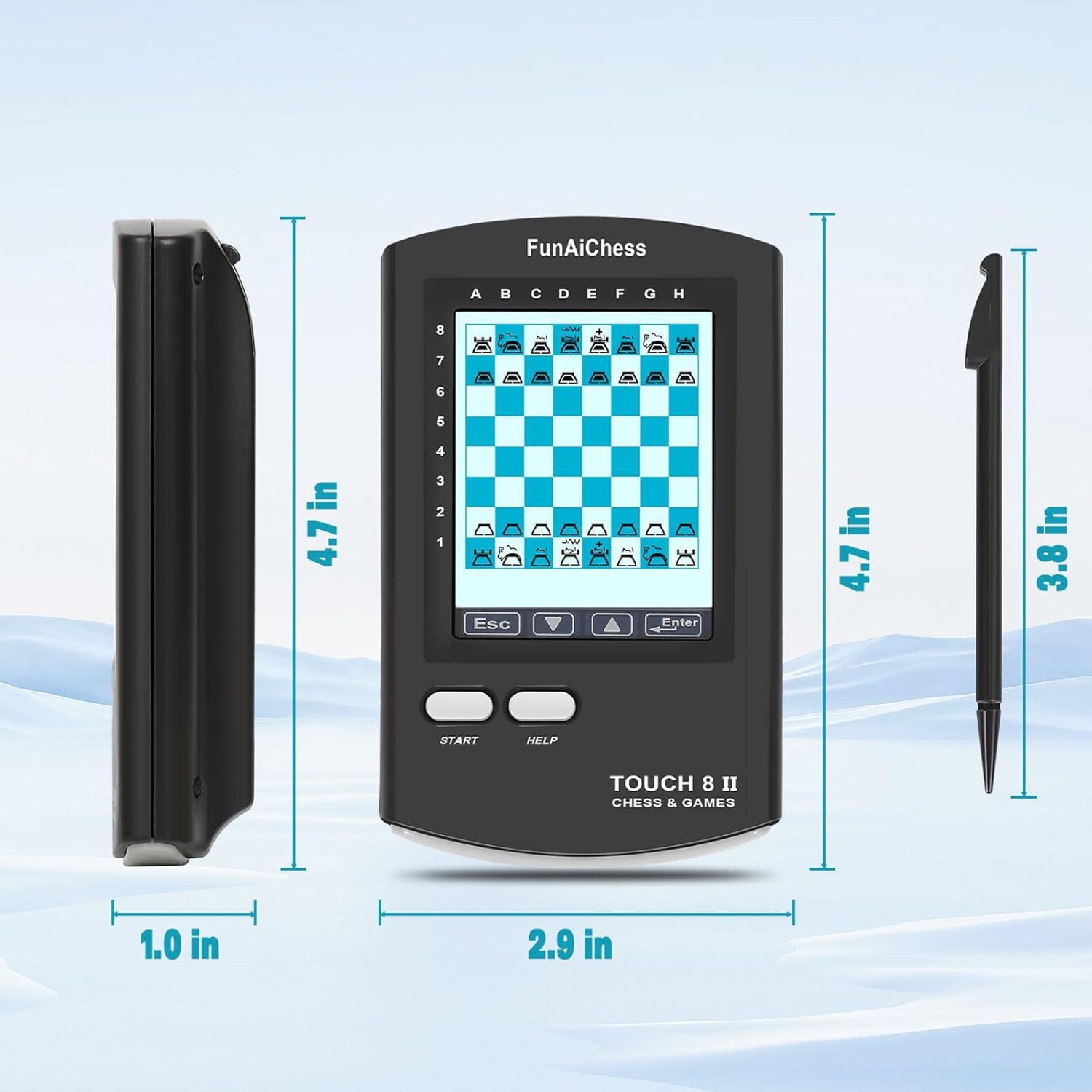 Handheld Electronic Chess Board 8 in 1 Touch Chess Computer Game Ai Chess Up Smart Electronic Chess Set for Adults, Kids,and Beginners Learn and Travel with Stylus Large LCD Display Gift - Image 6