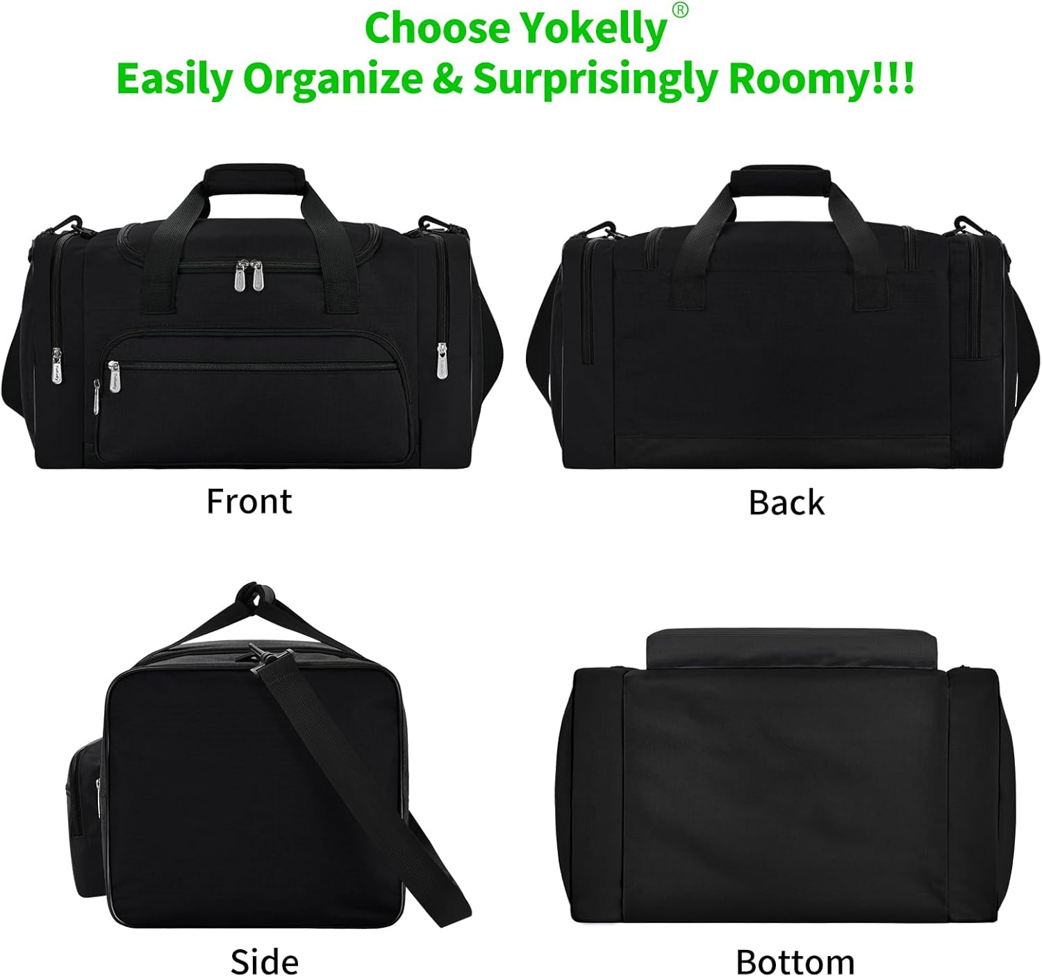 Sports Duffel Bag 20 inch for Travel Gym - Black - Image 7