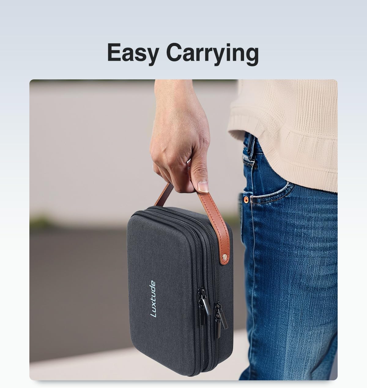 Luxtude Electronic Organizer Travel Case, Double Layer Tech Organizer Travel Case, Hard Charger Organizer, Travel Cable Organizer, Tech Bag, Travel Essentials for Charger/Mouse/Cash/Card, Tech Gifts - Image 5