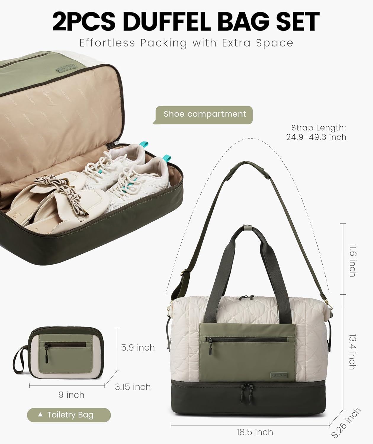 LOVEVOOK Weekender Bags for Women, Puffer Travel Duffel Bags for Woman, Large Hospital Bag for Women Labor Delivery with Shoe Compartment, Carry On Overnight Bag, Personal Item Travel Bag for Airplane - Image 4