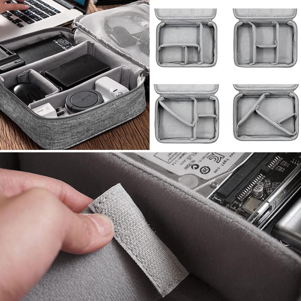 HCFGS Travel Electronics Organizer,Travel Cord Organizer Case,Tech Storage Bag Extra Large 3-Layers Universal Carry Cable Storage Bag for Phone, Cord, iPad (Grey) - Image 3