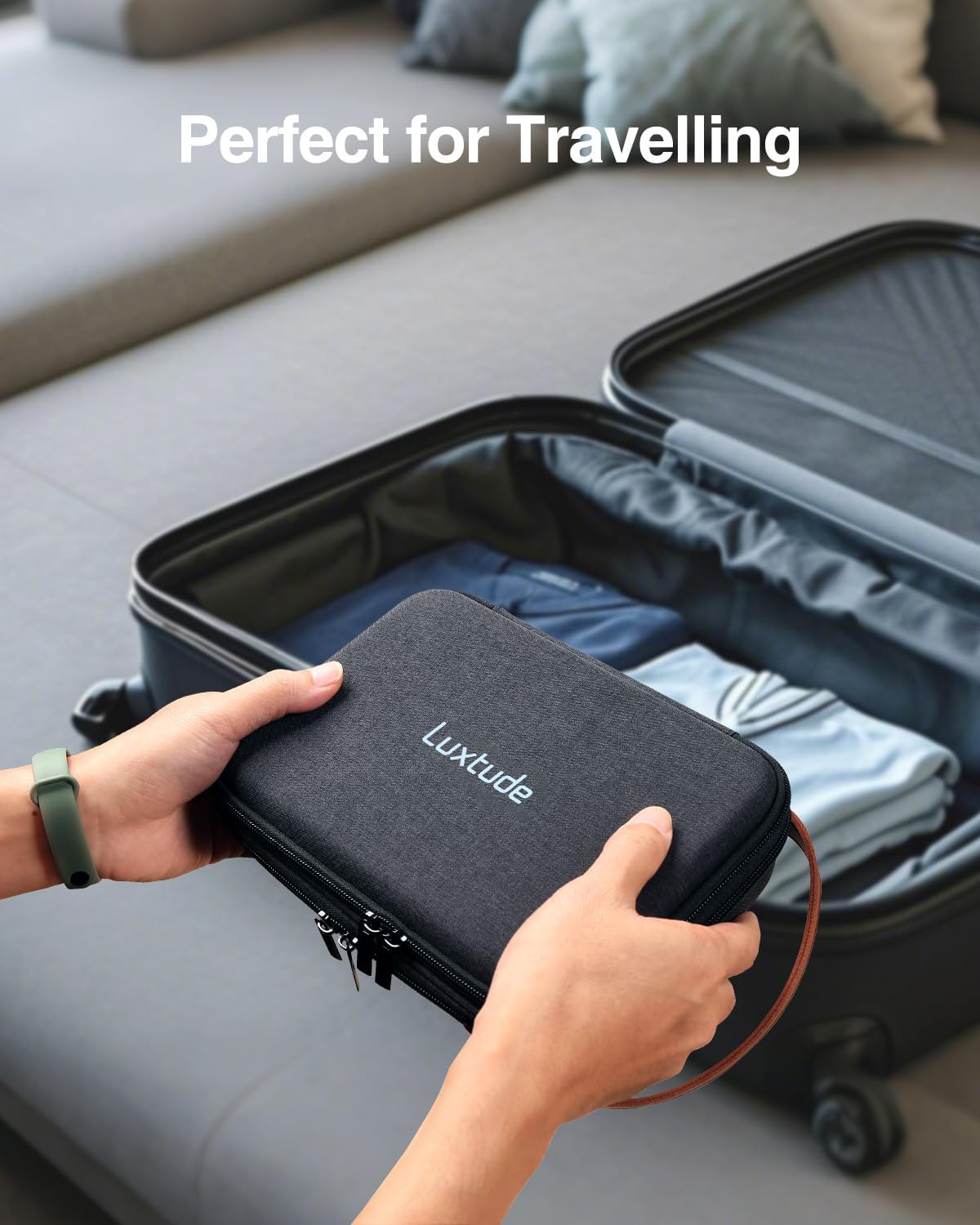 Luxtude Electronic Organizer Travel Case, Double Layer Tech Organizer Travel Case, Hard Charger Organizer, Travel Cable Organizer, Tech Bag, Travel Essentials for Charger/Mouse/Cash/Card, Tech Gifts - Image 7