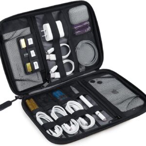 BAGSMART Electronics Travel Organizer Case, Tech Accessories Cord Storage Bag for Phone, Power Bank, SD Card, Cables, Black