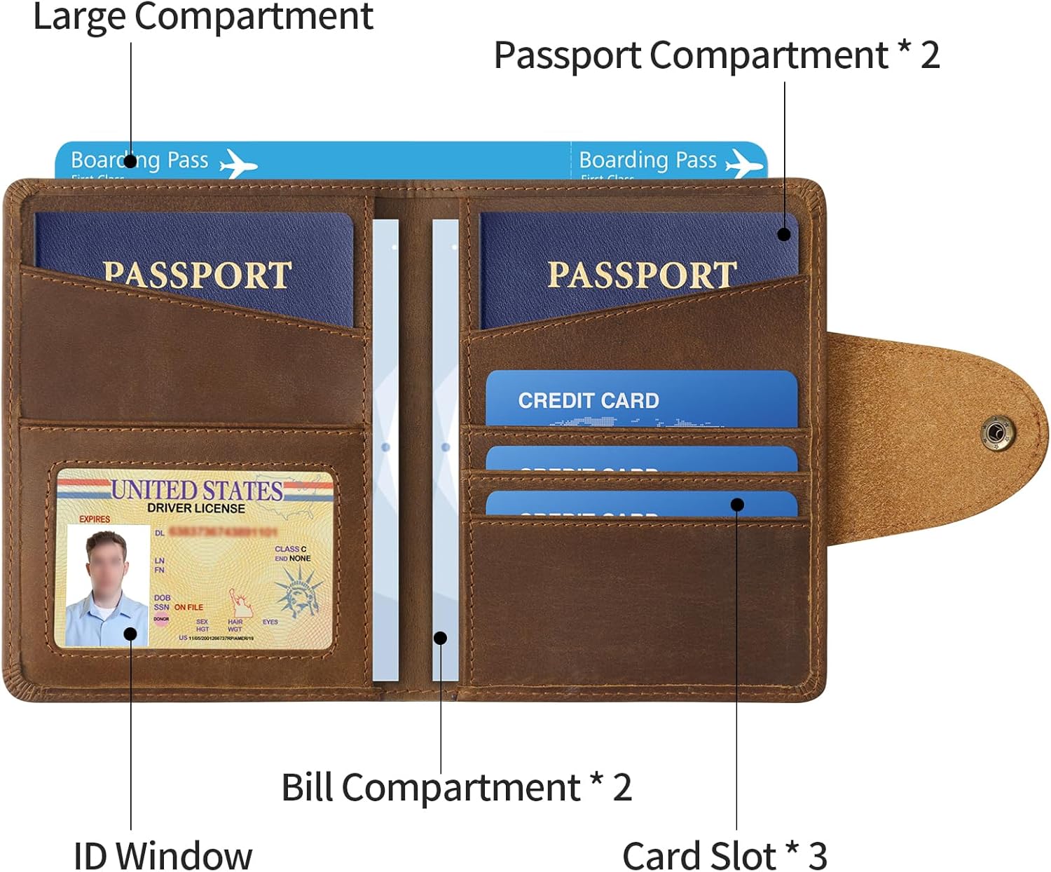 Ringsun Leather Passport Wallet for Men Women, RFID Passport Holder Case Travel Passport Cover for Family - Image 5