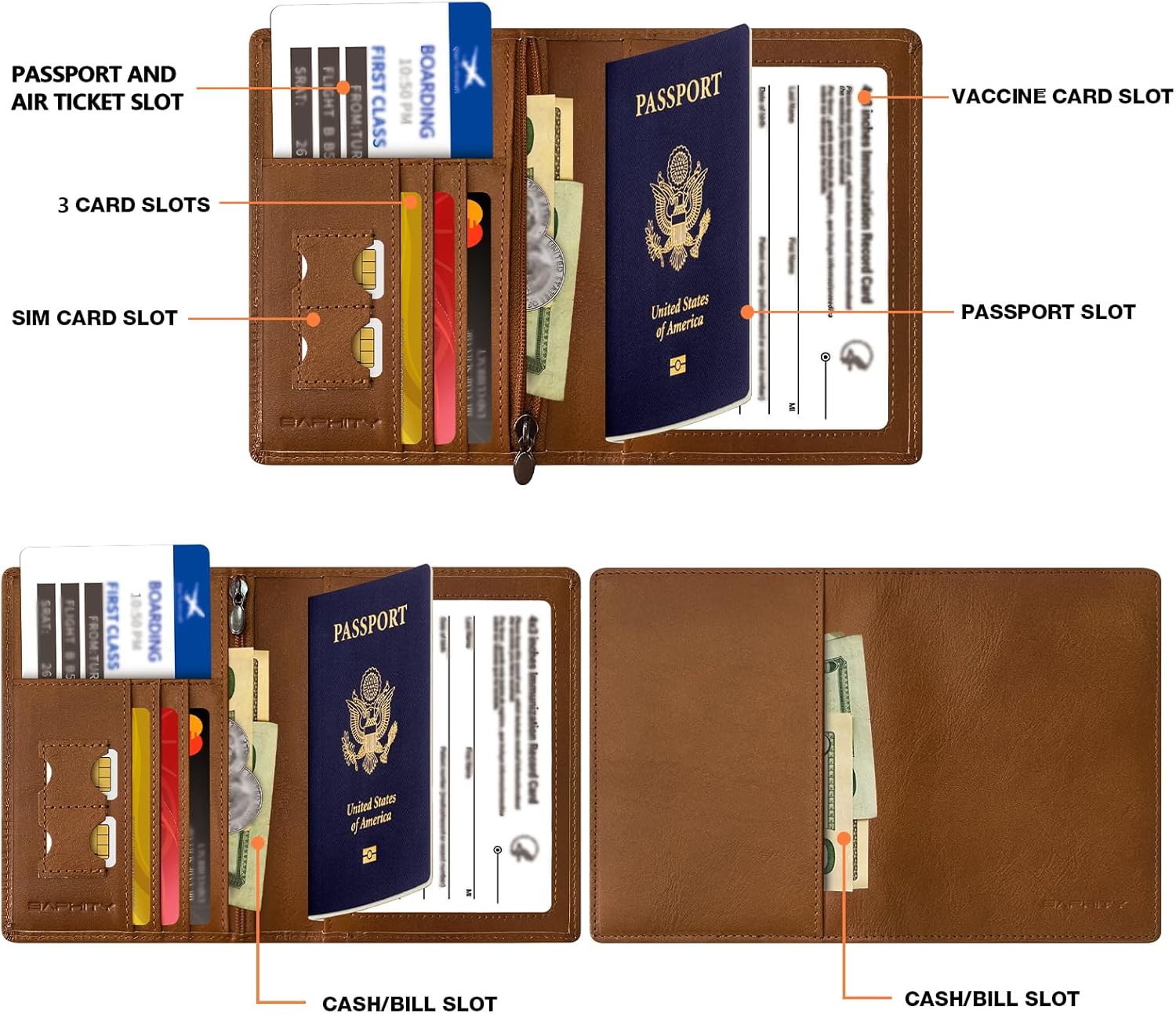 Premium Leather Passport Holder for Travel - RFID Blocking Passport Wallet for Men & Women, Passport Cover with Card Slots, ID Window - Business Travel, Airport Security, Gift for Travelers - Image 2