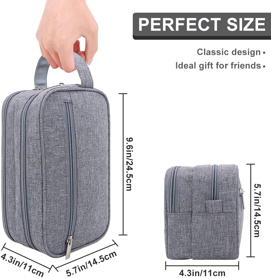 Travel Toiletry Bag for Men Hanging Dopp Kit Waterproof Shaving Bag Dry and Wet Dry Wet Separate Men Accessories Travel Pouch (B-Grey) - Image 2
