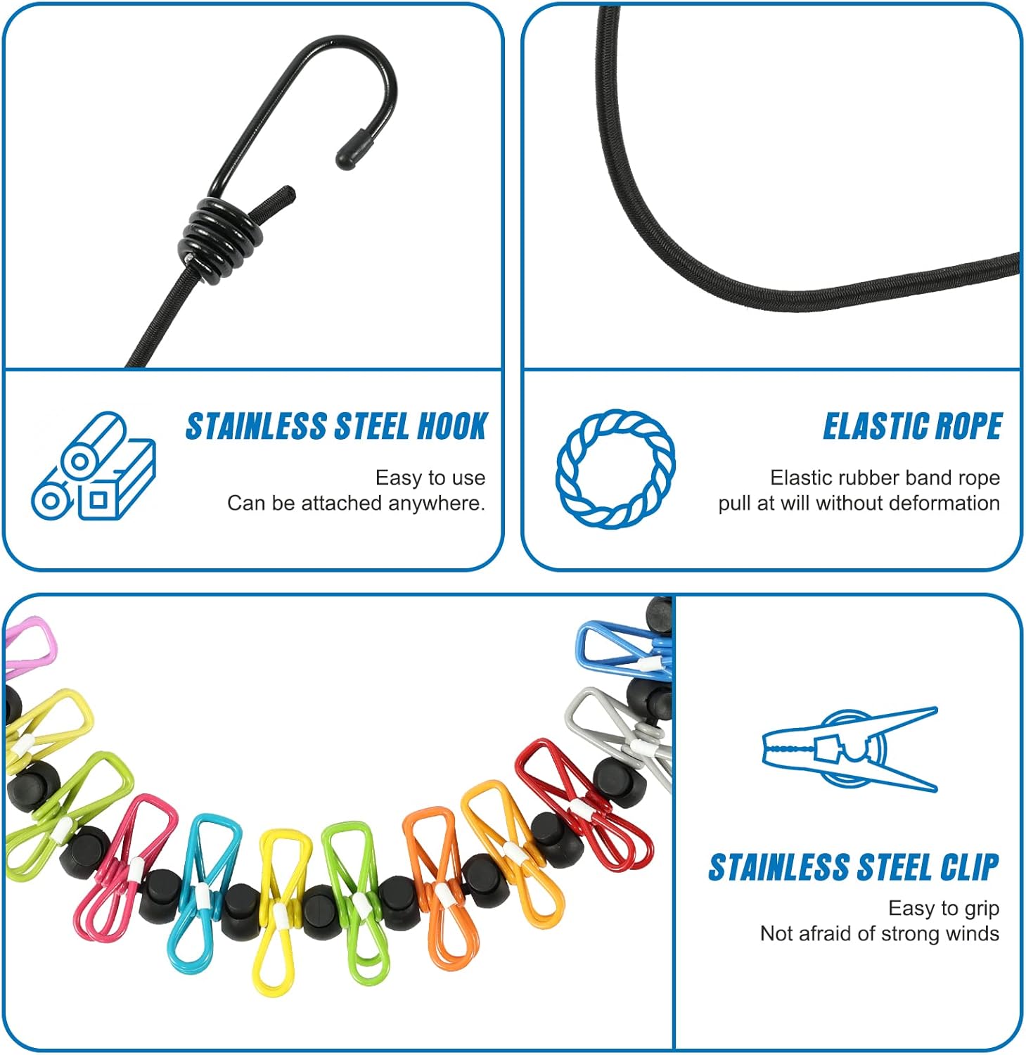 Retractable Portable Clothesline for Travel,Clothing line with 12 Clothes Clips, for Indoor Laundry Drying line,Outdoor Camping Accessories - Image 2