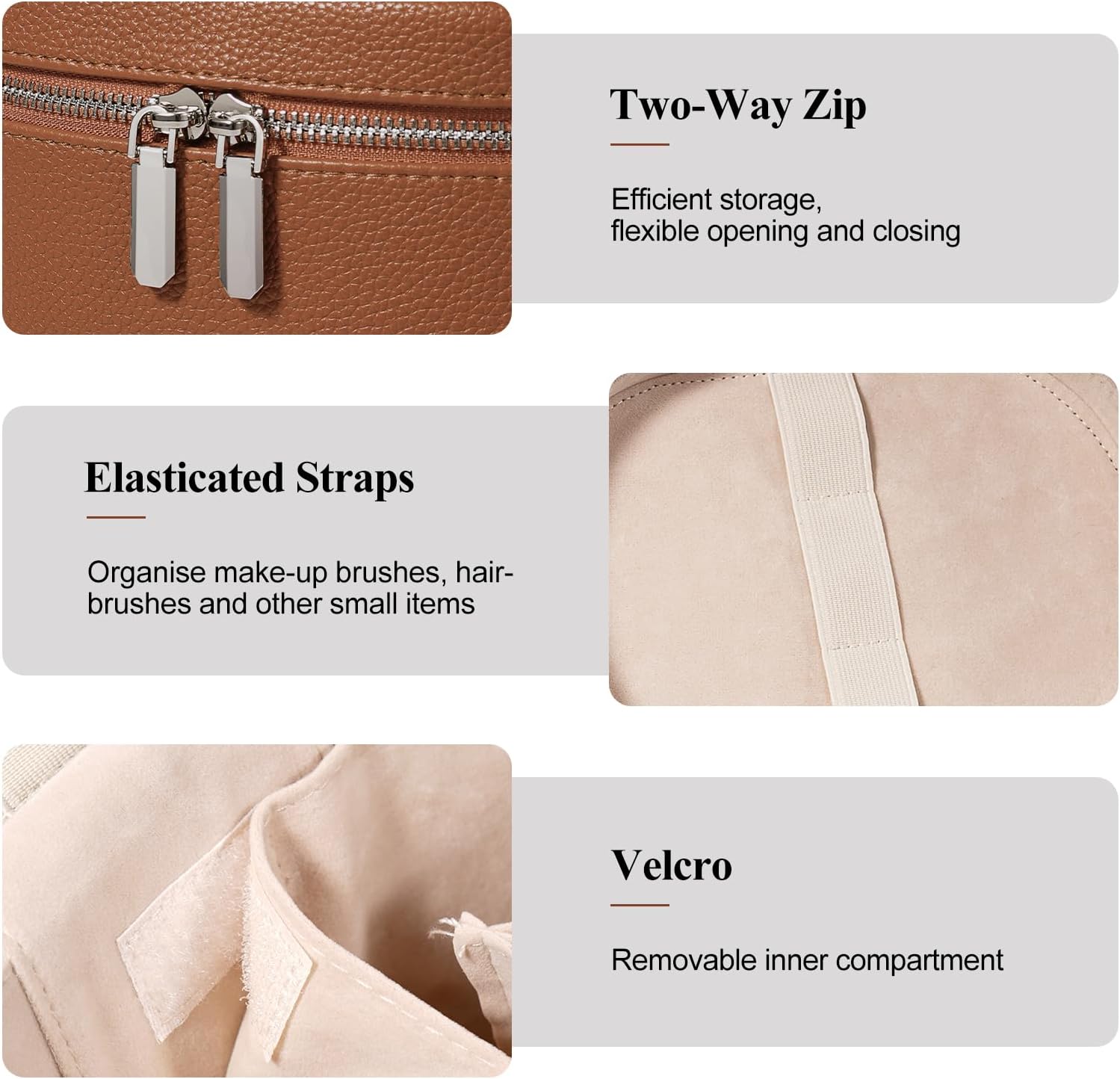 Makeup Bag, Travel Make up Case with Compartments and Handle, Portable Cosmetic Organizer Bags,Toiletry Bag for Women - Image 5
