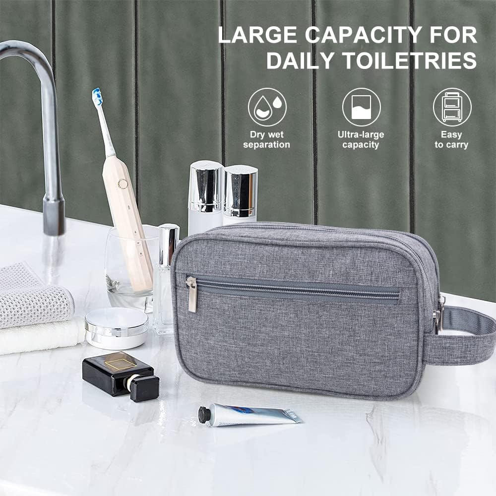 Travel Toiletry Bag for Men Hanging Dopp Kit Waterproof Shaving Bag Dry and Wet Dry Wet Separate Men Accessories Travel Pouch (B-Grey) - Image 5