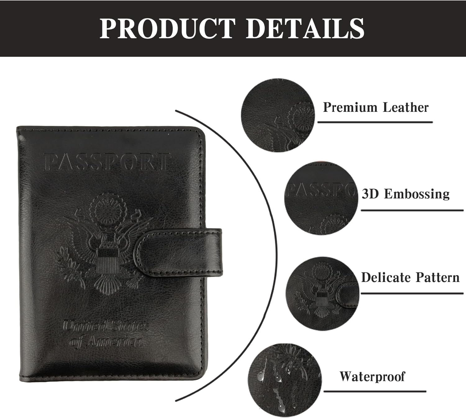 Passport Holder for Travel, Leather Passport Holder, RFID Passport Cover Passport Wallet Premium Passport Case with Card Holder & Pen Slot Travel Must Haves Essentials for Women Men (Black) - Image 4