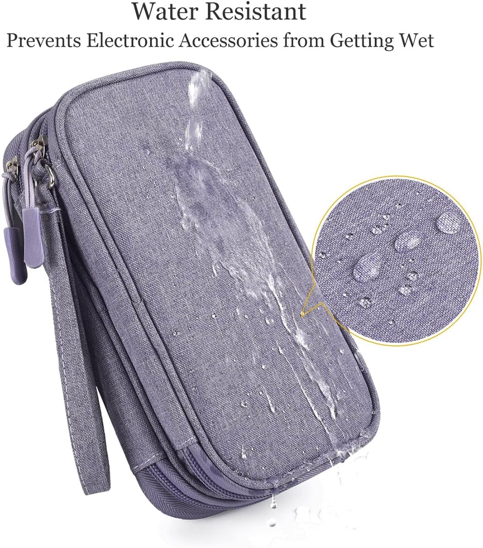 Travel Electronic Organizer Pouch Bag, Waterproof Portable Electronic Accessories Storage Multifunctional Case for USB, Cable, Cord, Charger, Phone, Power Bank, Earphone (Purple, Large) - Image 4