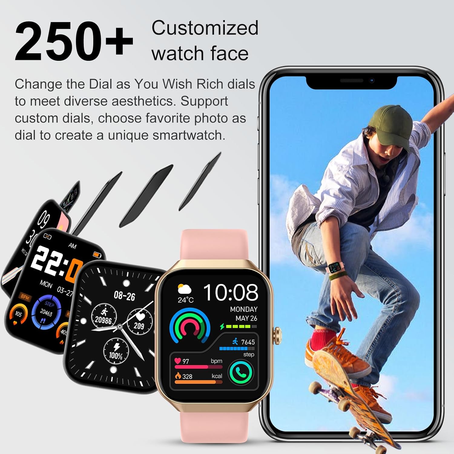 Smart Watch for Women, 1.96"HD Smartwatch (Answer/Make Call) with Heart Rate/Sleep Monitor/Spo2/Pedometer, Fitness Activity Tracker 113+ Sport Modes IP68 Waterproof Watches Women for Android iOS Pink - Image 6