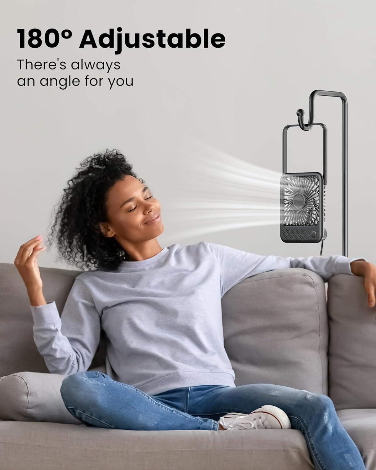 Koonie USB Desk Fan, Strong Wind Ultra Quiet Small Personal Fan with 180° Tilt Folding and 3 Speeds Adjustable, USB-C Corded Powered Mini USB Fan for Office Desktop Bedroom, NO BATTERY - Image 3