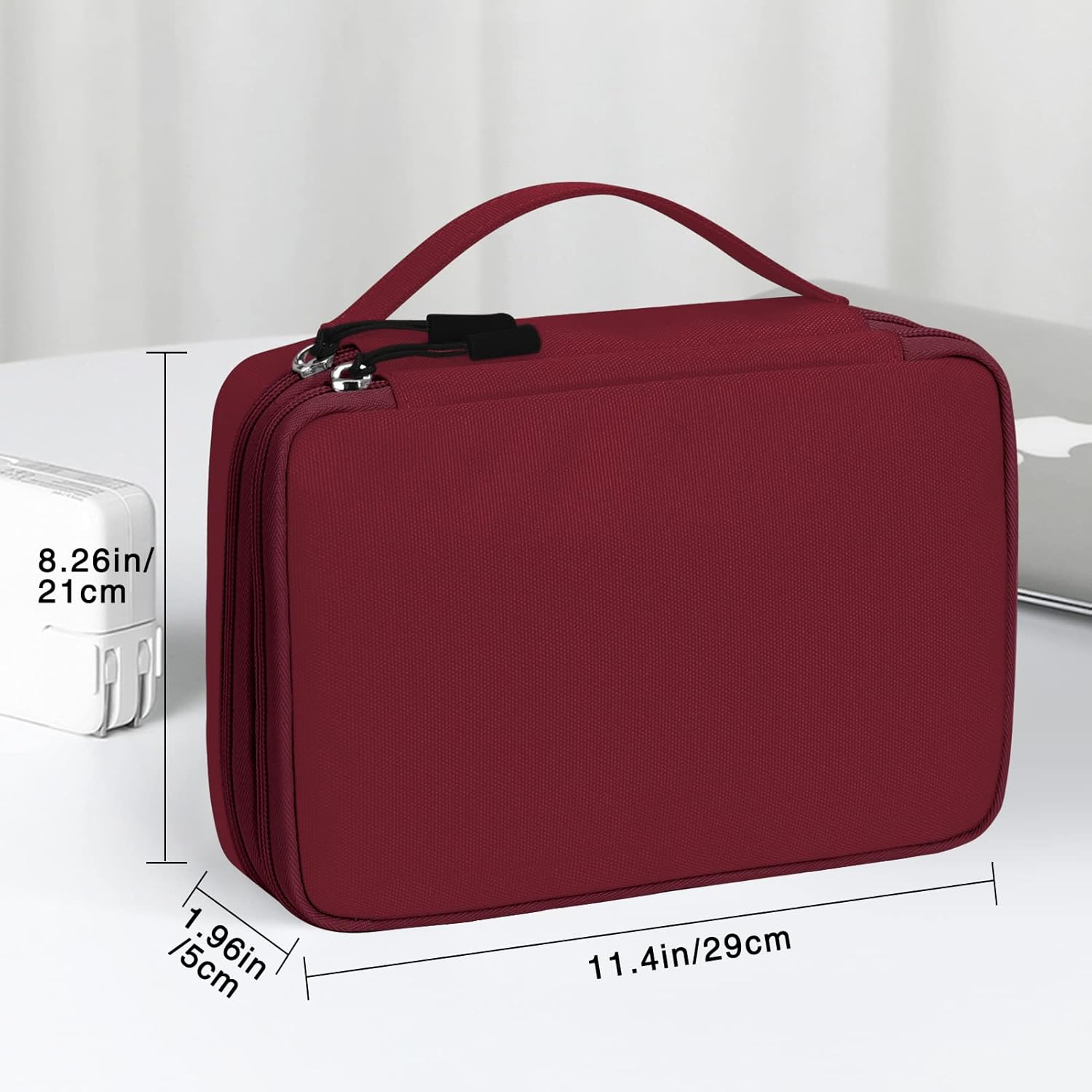 FYY Electronic Organizer, Travel Cable Organizer Bag Pouch Electronic Accessories Carry Case Portable Waterproof Double Layers All-in-One Storage Bag for Cable, Cord, Charger, Phone, Hard Drive Red - Image 2