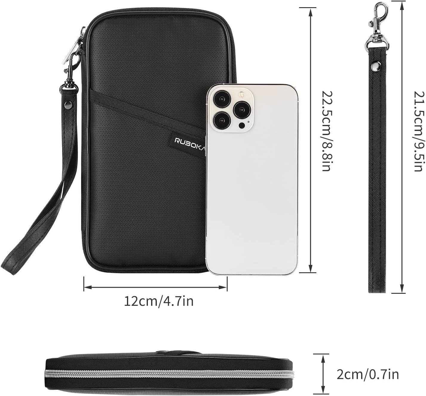 ruboka Fireproof RFID Blocking Passport Holder Wallet, Family Multiple Passport Holder Cover Bag Waterproof, Travel Document Organizer Credit Card Clutch Bag for Men Women - Image 7