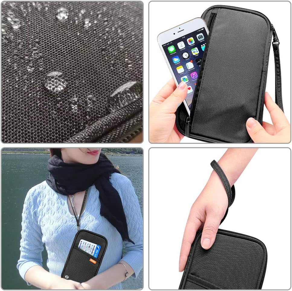 RFID Family Passport Wallet Holder Waterproof, Travel Document Organizer Credit Card Clutch Bag for Men Women - Image 4