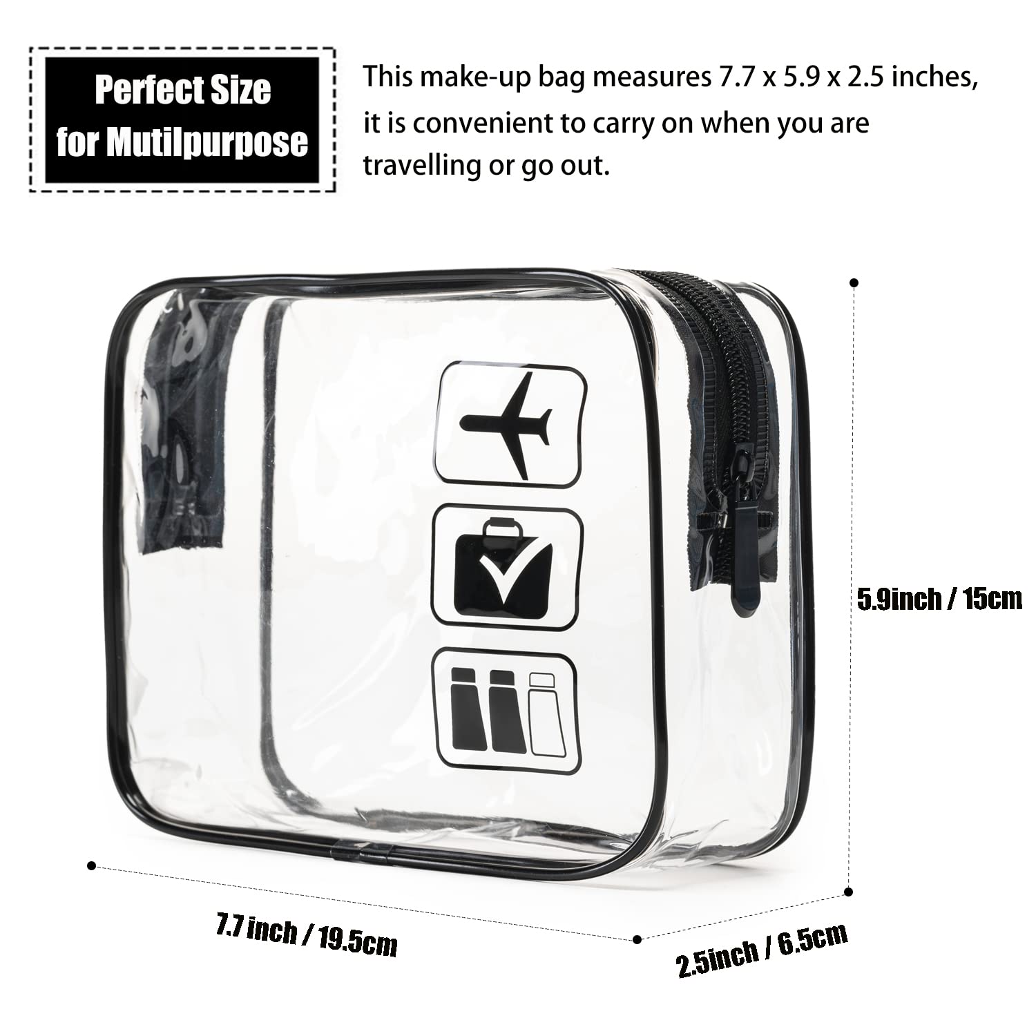 MODENGKONGJIAN TSA Approved Toiletry Bag, 3 Pcs Clear Toiletries Bags Quart Size Travel Makeup Cosmetic Bag for Women Men, Carry on Airport Airline Compliant Bag (Black) - Image 4