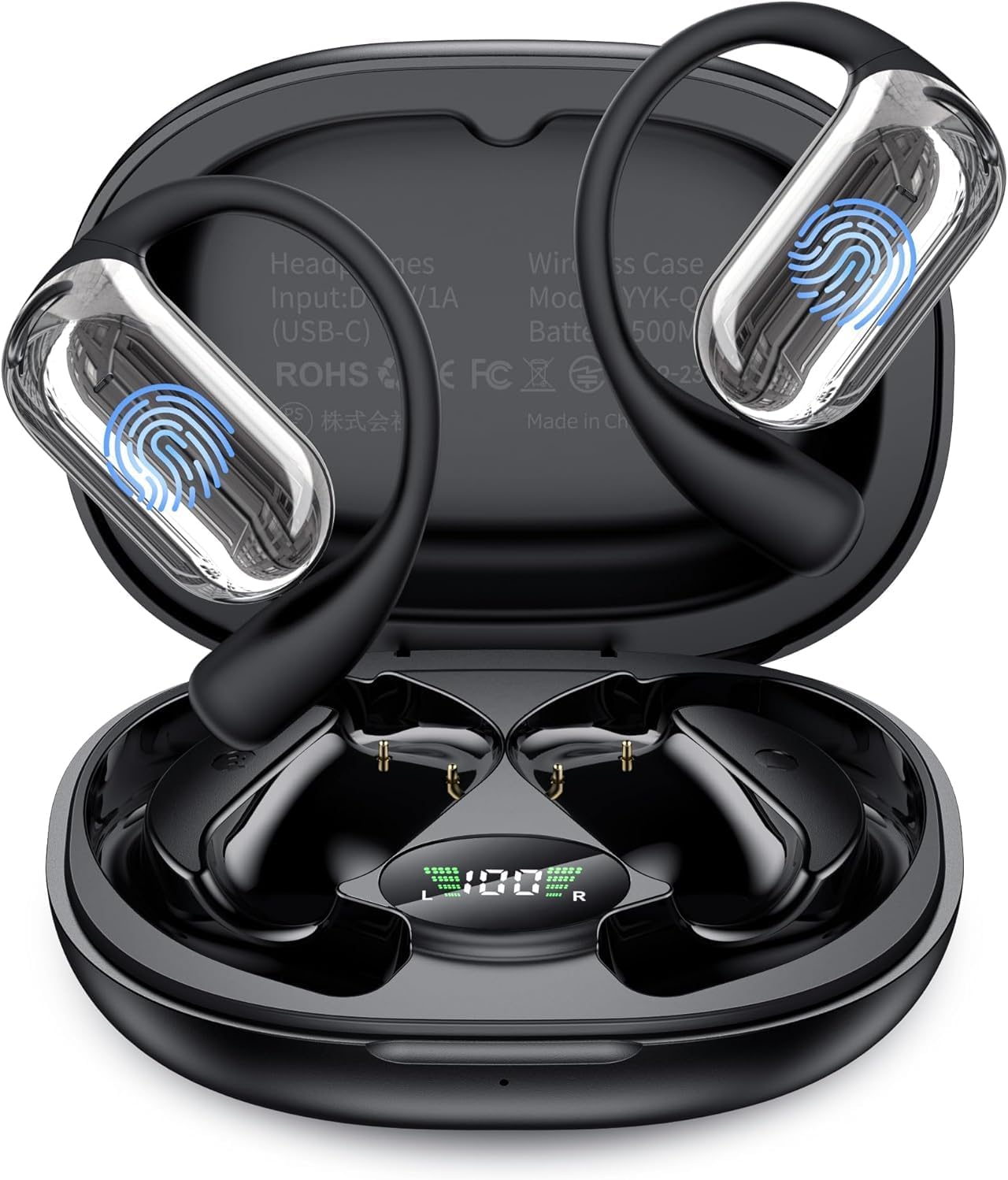 AI Language Translation Earbuds Real-Time, 144 Languages & Accents, Audifonos Traductores Inglés Español, Compatible with iOS & Android, Ideal for Travel, Business, Learning (Deep Black)