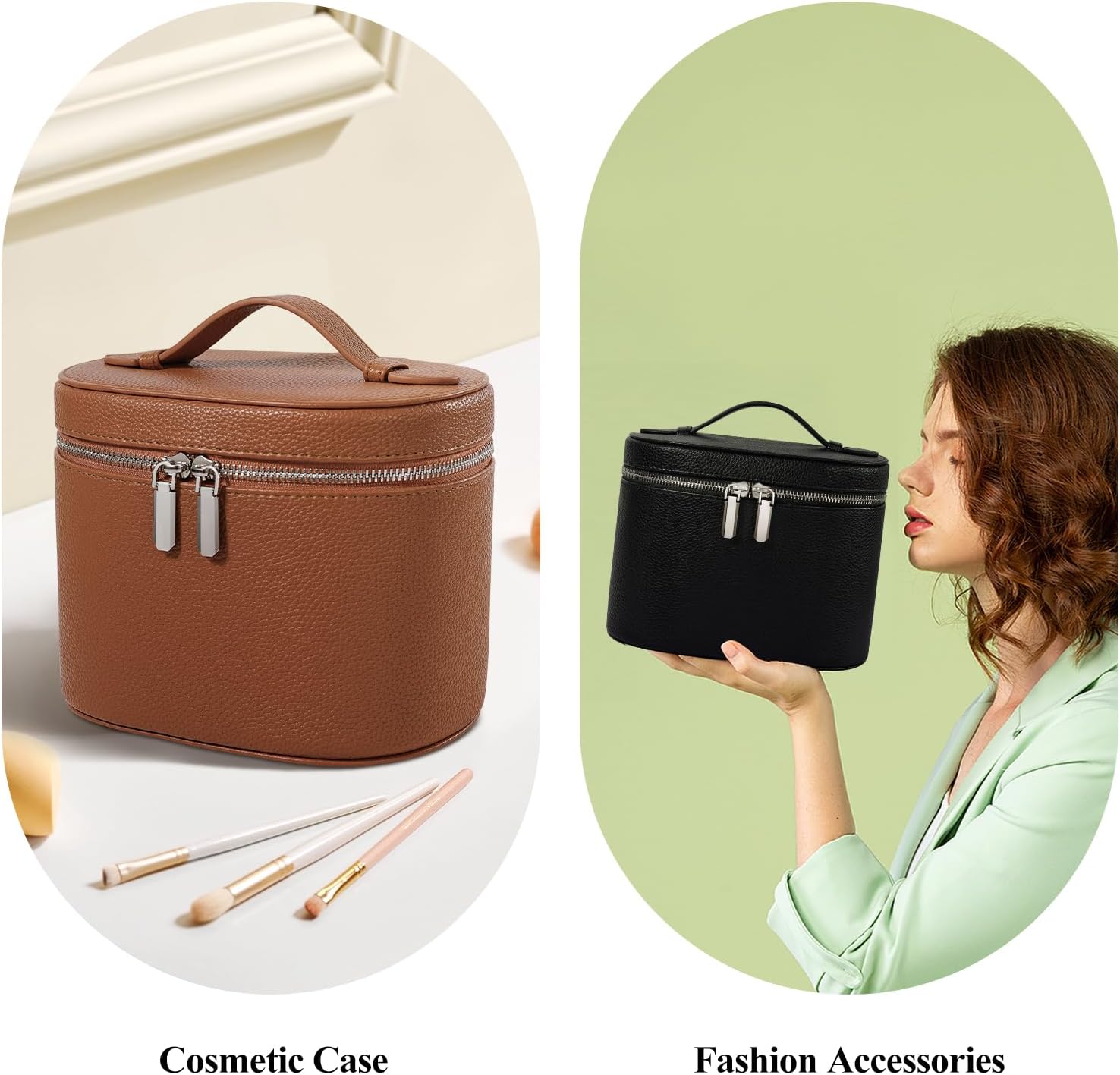 Makeup Bag, Travel Make up Case with Compartments and Handle, Portable Cosmetic Organizer Bags,Toiletry Bag for Women - Image 6