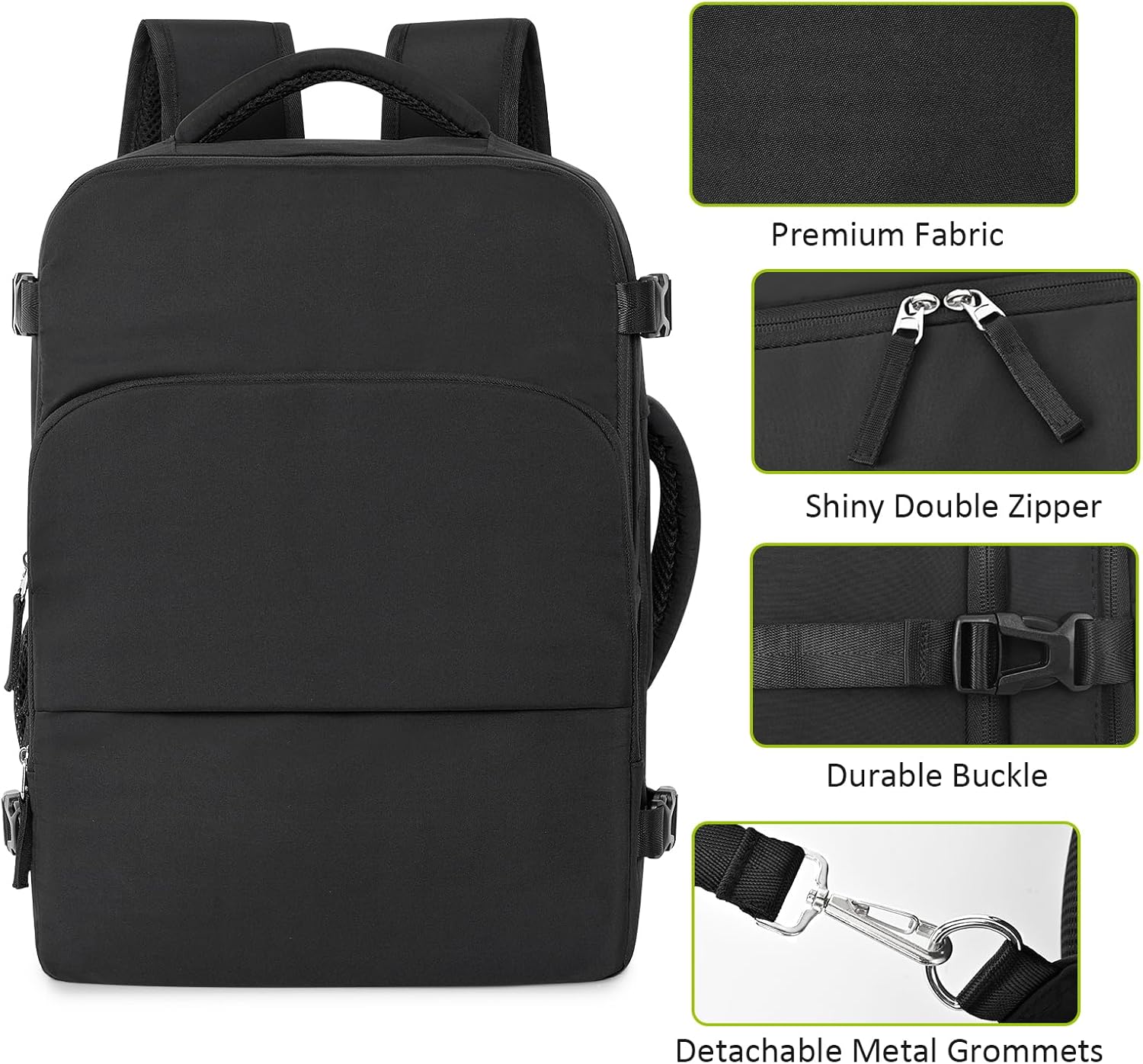 Travel Backpack for Women Men,Travel Laptop Backpack w/USB Charging Port, Waterproof Travel Backpack Carry On Flight Approved,Weekender Business Hiking Bag,Laptop Backpack 15.6 inch - Image 5