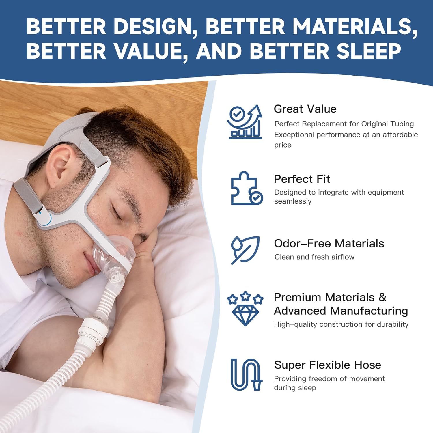 Replacement CPAP Tubing for ResMed AirMini Tube & 10-Pack Airmini Supplies Filters Combo, as Flexible as OEM | Compatible with ResMed Airmini CPAP Machine & P10 Nasal Pillows & N20 & N30 Nasal Masks - Image 9