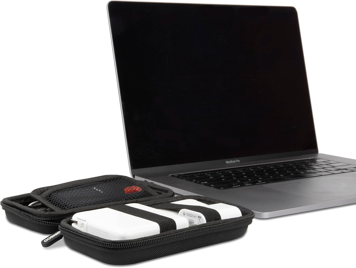 Ginsco Hard Shell Protection Case Electronic Accessories Organizer Pouch for MacBook Air/pro Adapter Chargers Cables Power Bank, for Sandisk Portable SSD Flash Disk SD Card (Black) - Image 7
