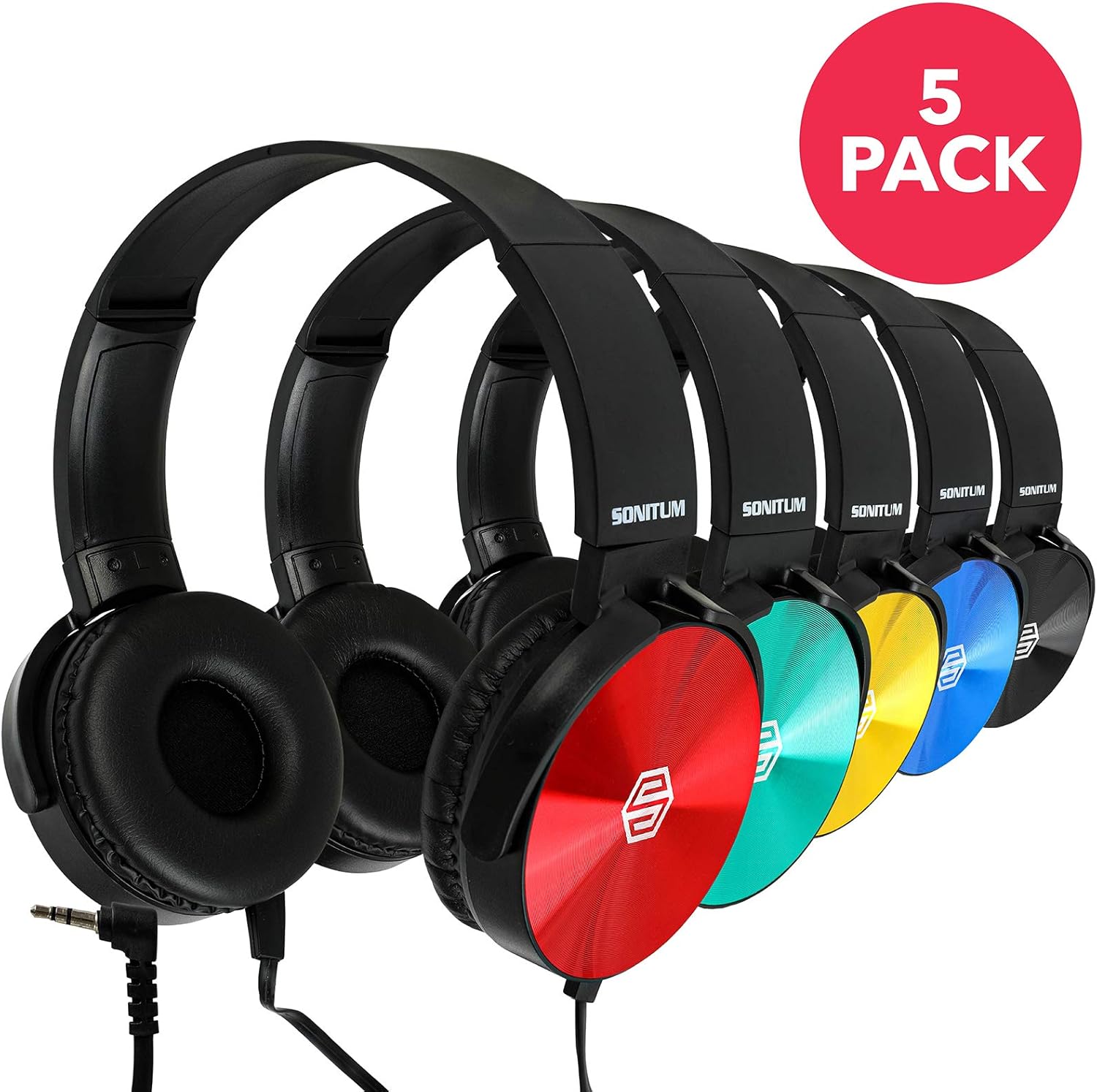 Kids Headphones Bulk 5 Pack, Student On Ear Color Varieties, Comfy Swivel Earphones for Classroom, Library, School, Airplane, for Online Learning and Travel, Noise Stereo Sound 3.5mm Jack (Colorful) - Image 7