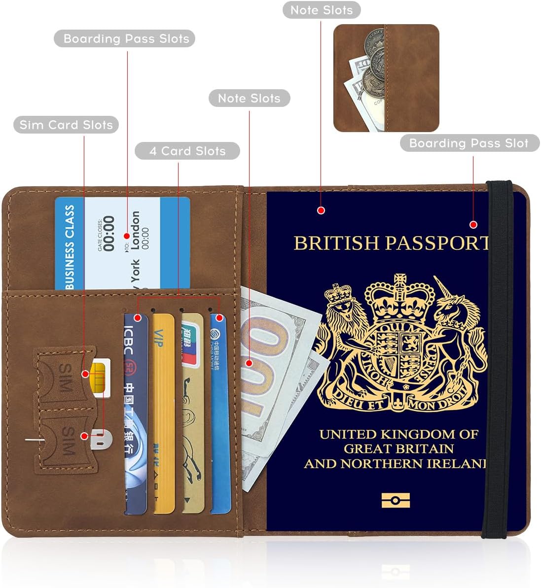 ILIYAH-Passport Cover-Passport Holder Travel Wallet-RFID-Blocking Passport Case Travel Accessories Card Holder Wallet Unisex Travel Gifts(Brown) - Image 5