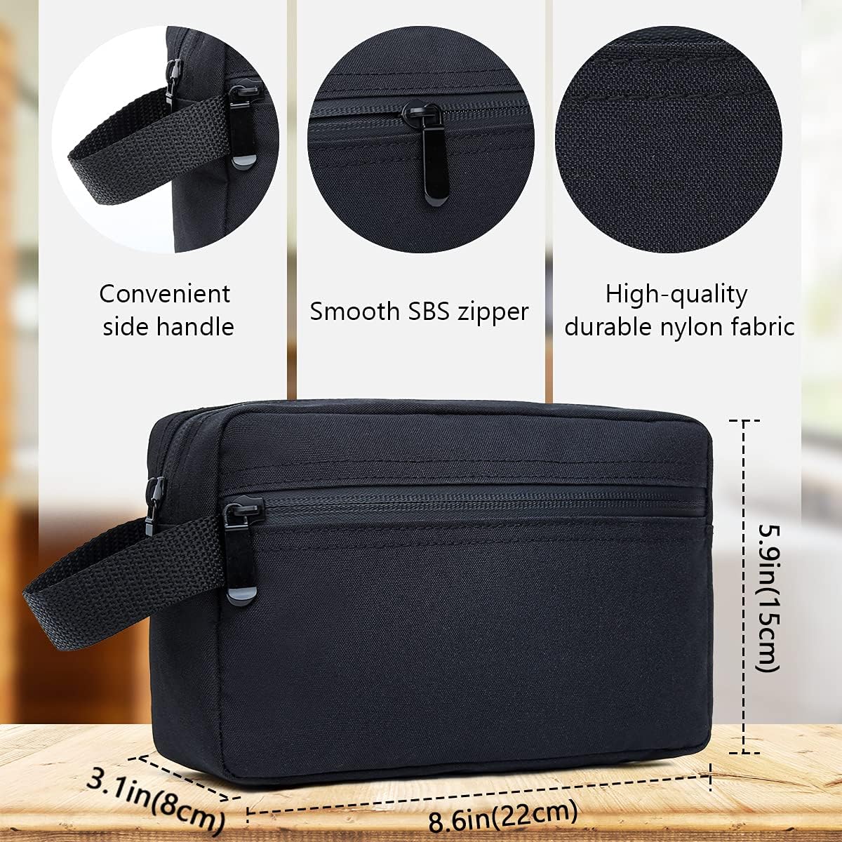 FUNSEED Travel Toiletry Bag for Women and Men, Water-resistant Shaving Bag for Toiletries Accessories, Foldable Storage Bags with Divider and Handle for Cosmetics Toiletries Brushes Tools - Image 4