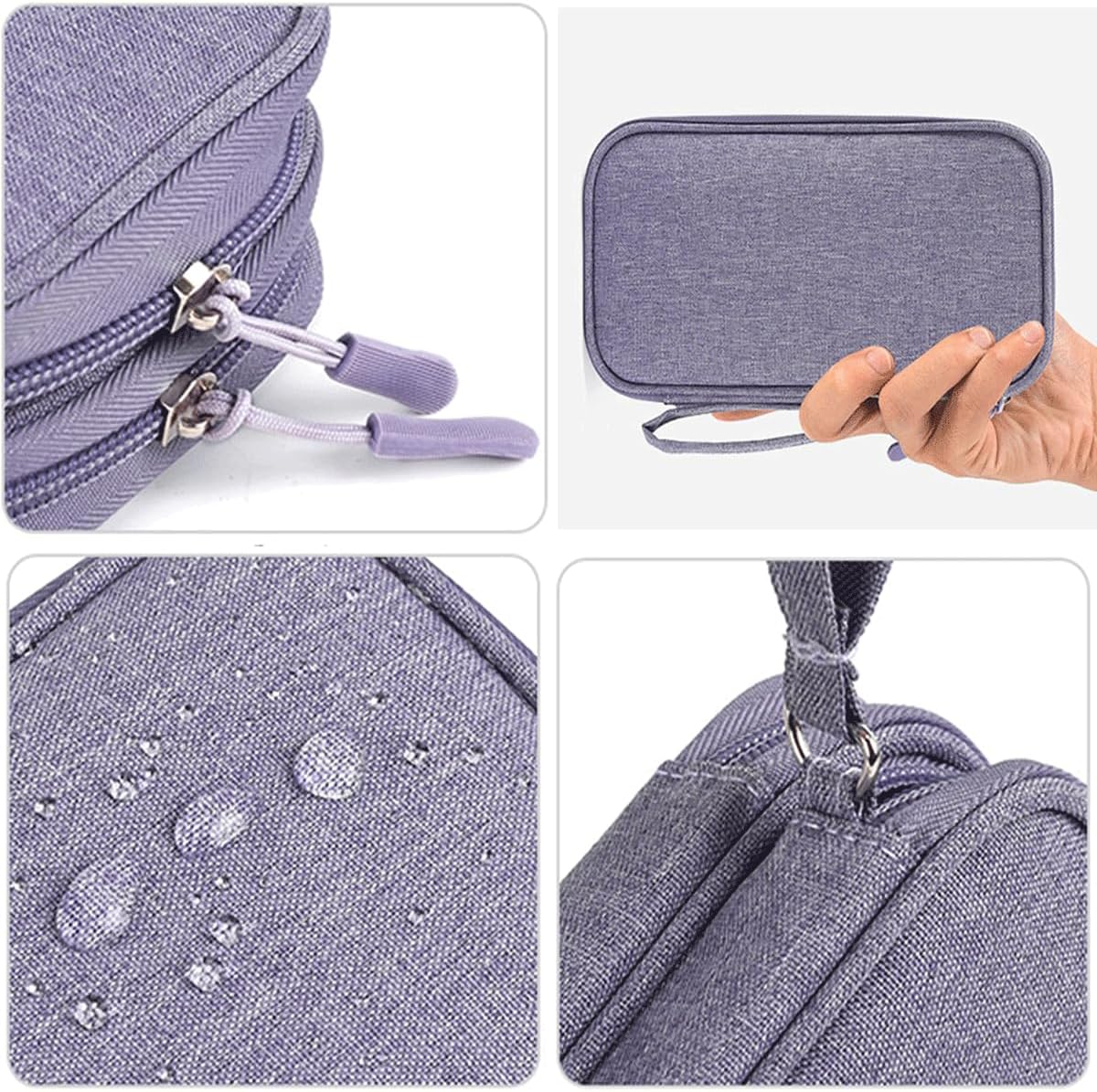 Travel Electronic Organizer Pouch Bag, Waterproof Portable Electronic Accessories Storage Multifunctional Case for USB, Cable, Cord, Charger, Phone, Power Bank, Earphone (Purple, Large) - Image 6