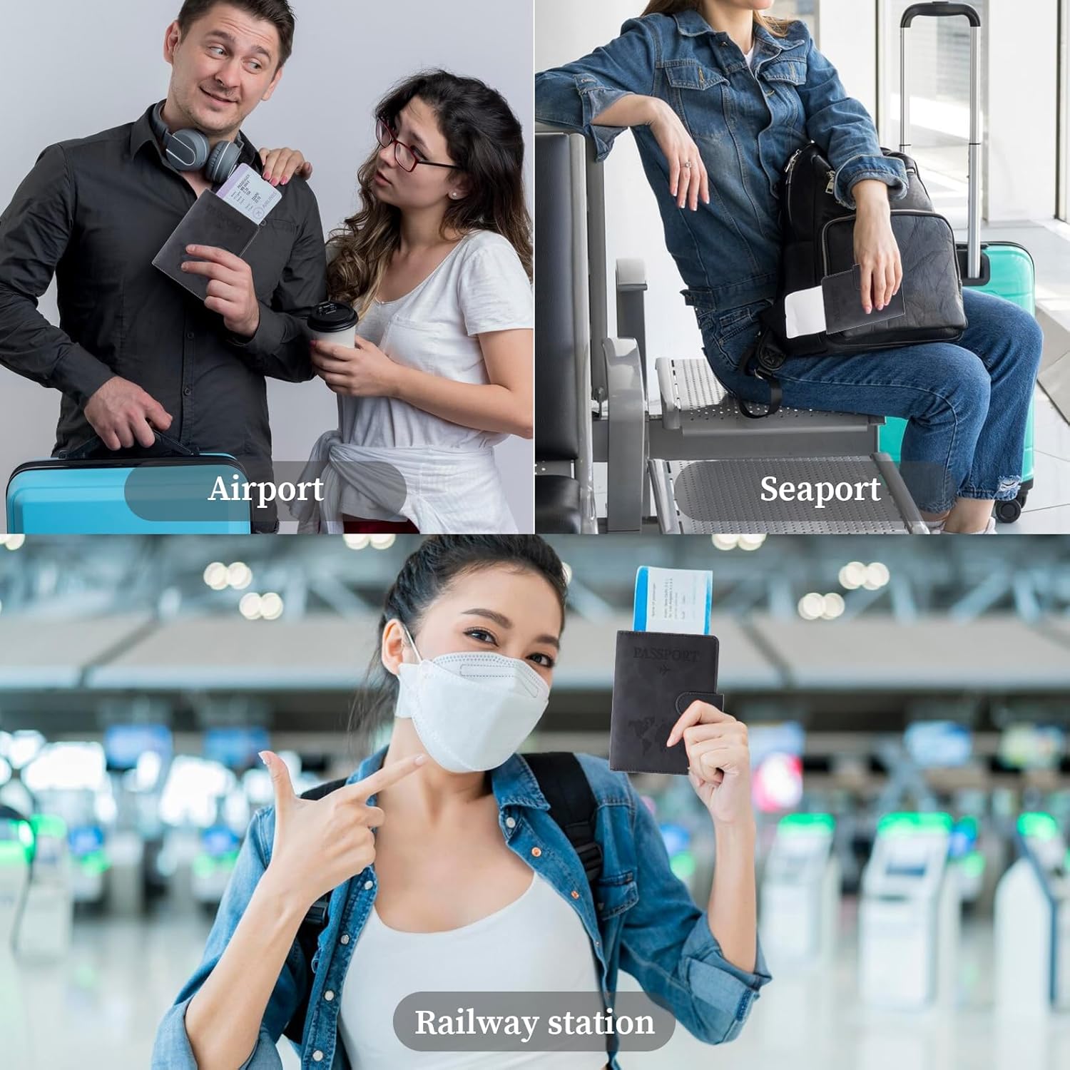 Passport Holder for Travel Leather Wallet Cover Case Must Haves Credit Card Bag Book Holder Protector Cruise Ship Vacation Essentials Accessories with Magnetic Buckle for Women and Men Gifts - Image 7