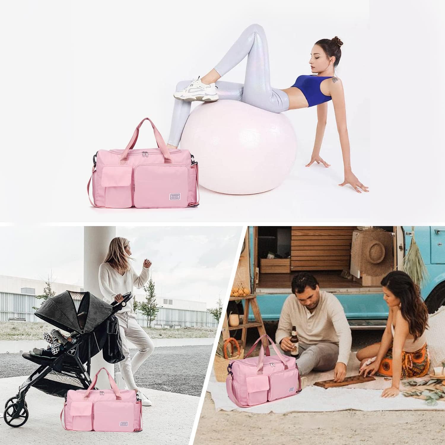 FIORETTO Women's Gym Duffle Bag with Shoes Compartment, 37L Capacity, Ideal for Travel, Gym, Sports, Duffel, Weekender - Image 7
