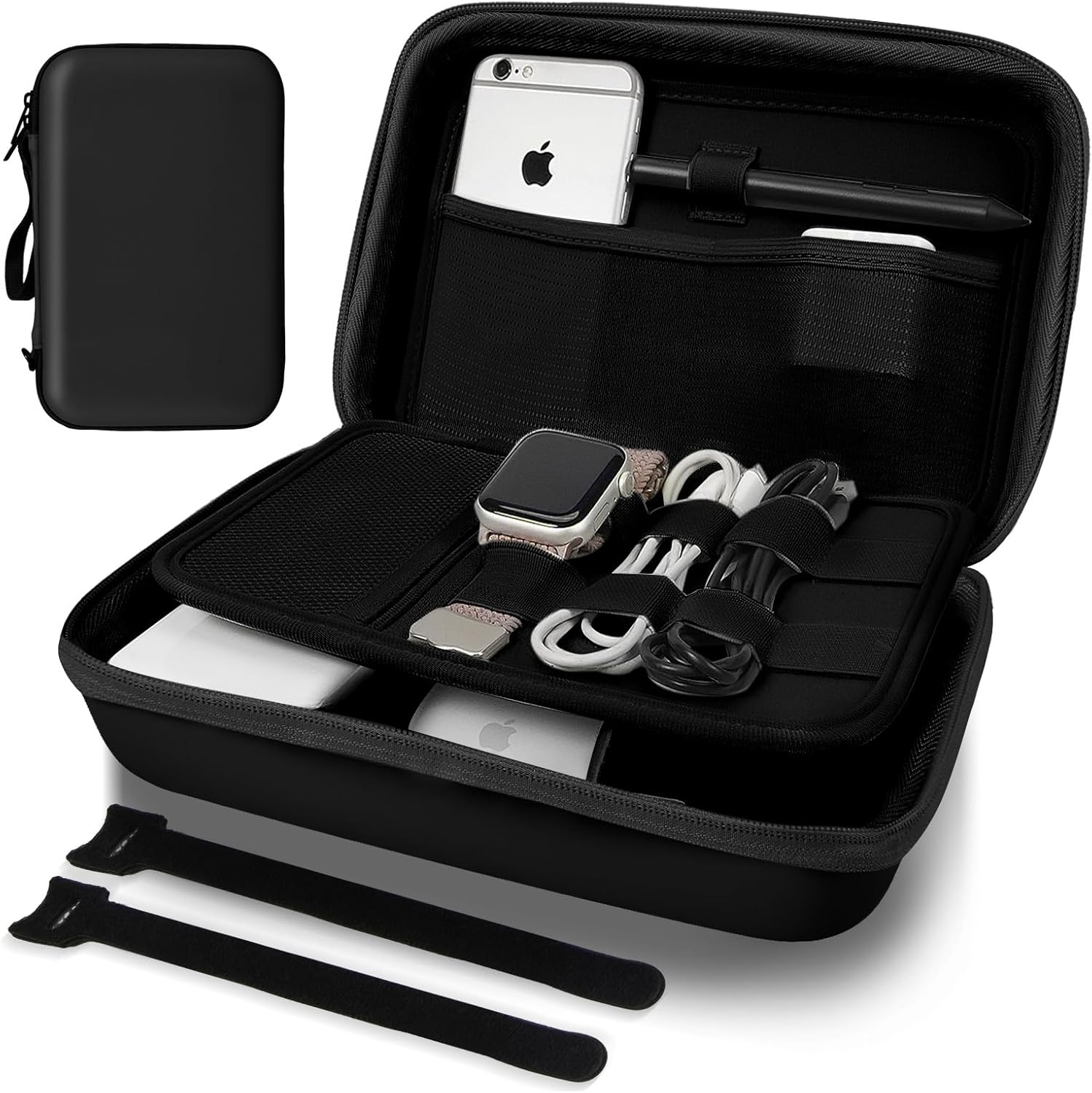 Hard Travel Electronic Organizer Case for Power Bank Chargers Cables USB Flash Drive SD Card Electronics & Backpack Organizer Travel Case Small Portable Accessories Bag, Black