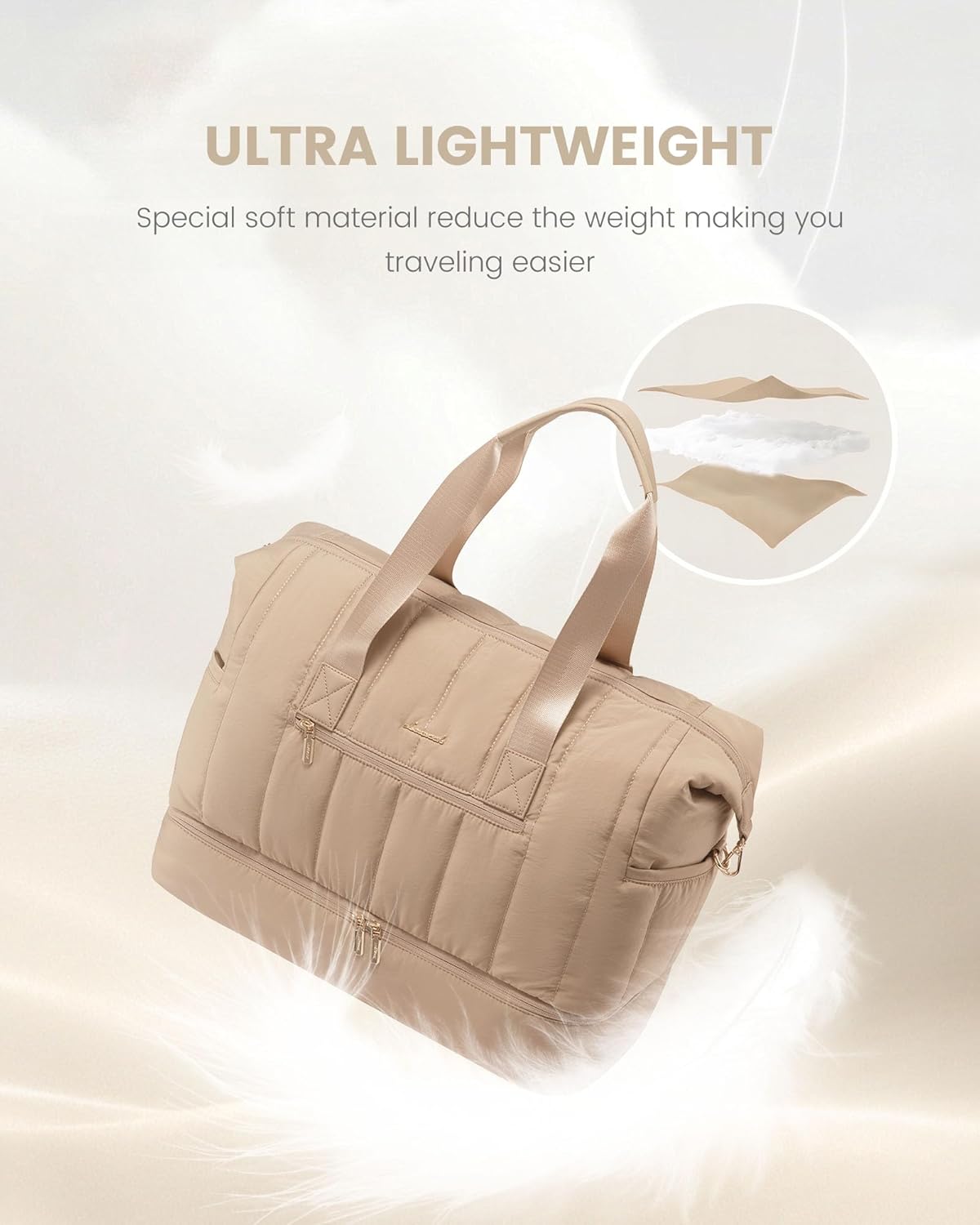 LOVEVOOK Travel Duffle Bag,Puffer Weekender Bags For Women with Shoe Compartment,42L Carry On Duffel Bags For Airplanes,Hospital Bag for Labor and Delivery,Overnight Bag With Toiletry Bag,2Pcs Set - Image 2