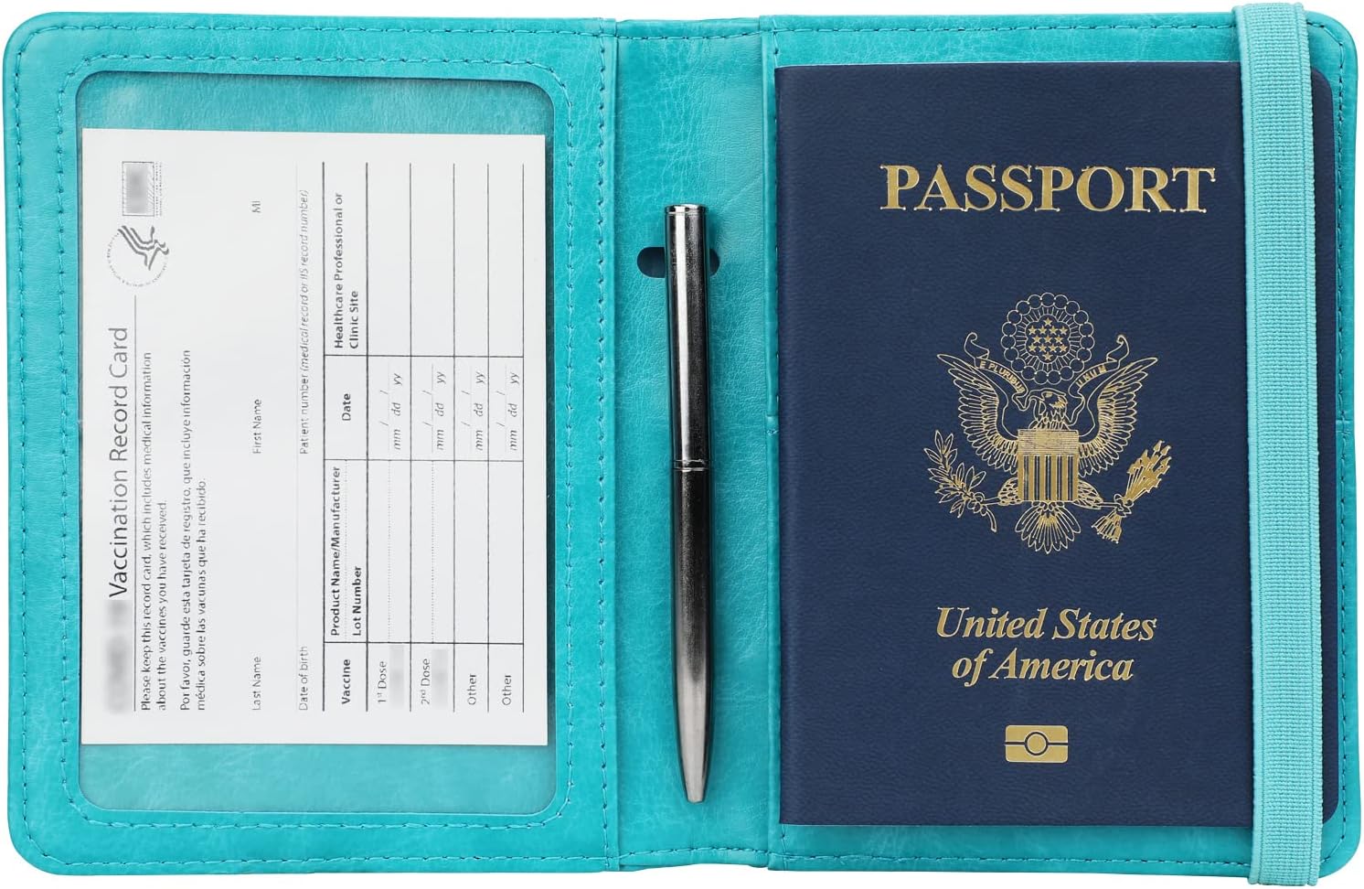 GDTK Leather Passport Holder Cover Case RFID Blocking Travel Wallet (Sky Blue) - Image 4
