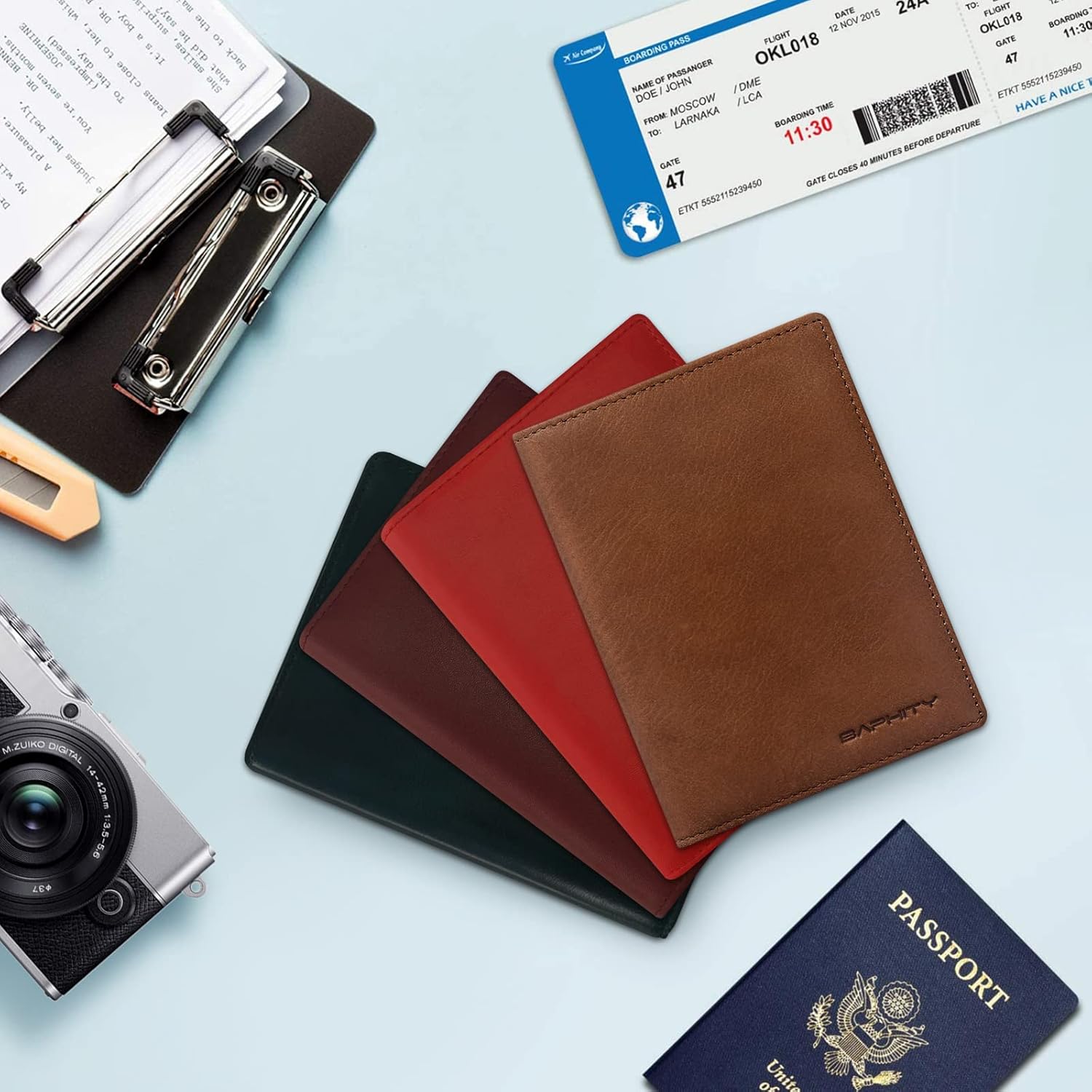 Premium Leather Passport Holder for Travel - RFID Blocking Passport Wallet for Men & Women, Passport Cover with Card Slots, ID Window - Business Travel, Airport Security, Gift for Travelers - Image 6
